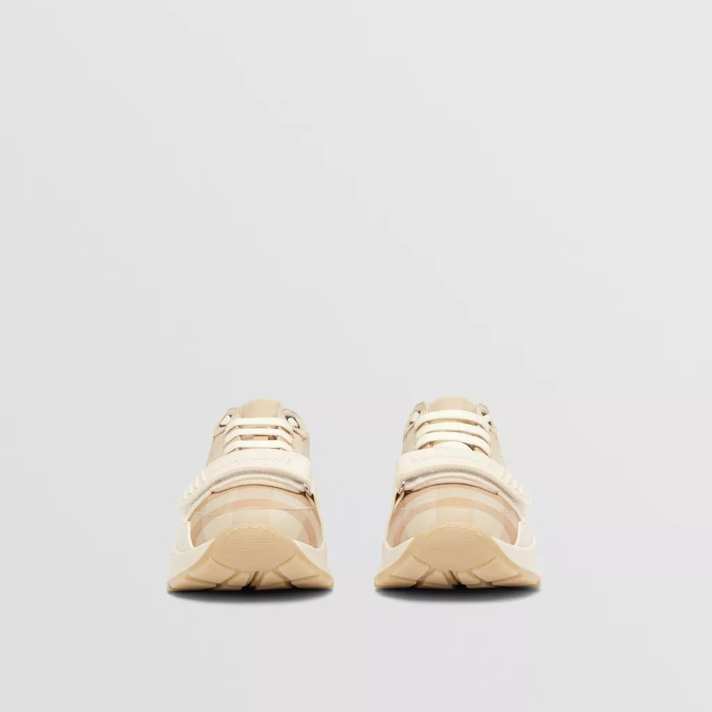 Burberry Check Cotton Sneakers Soft Fawn