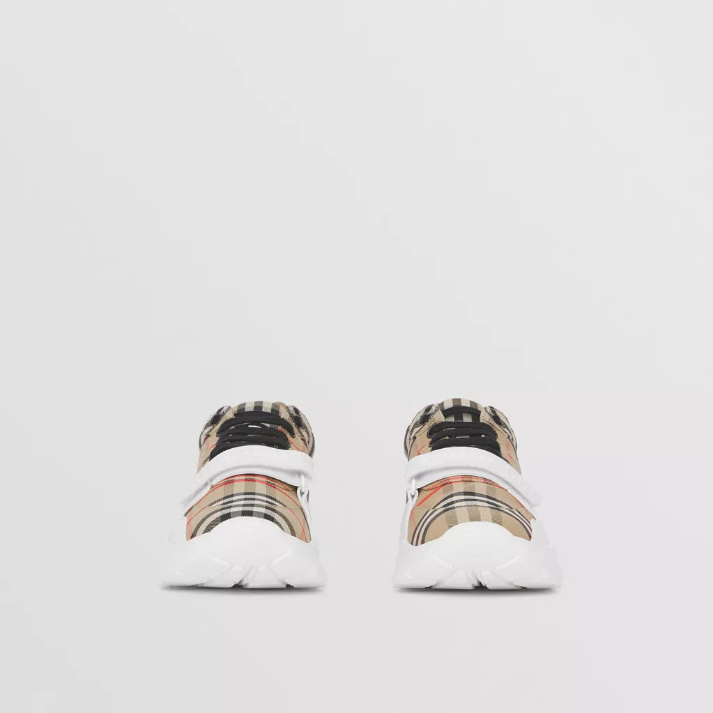 Burberry Vintage Check and Leather Sneakers Archive Beige