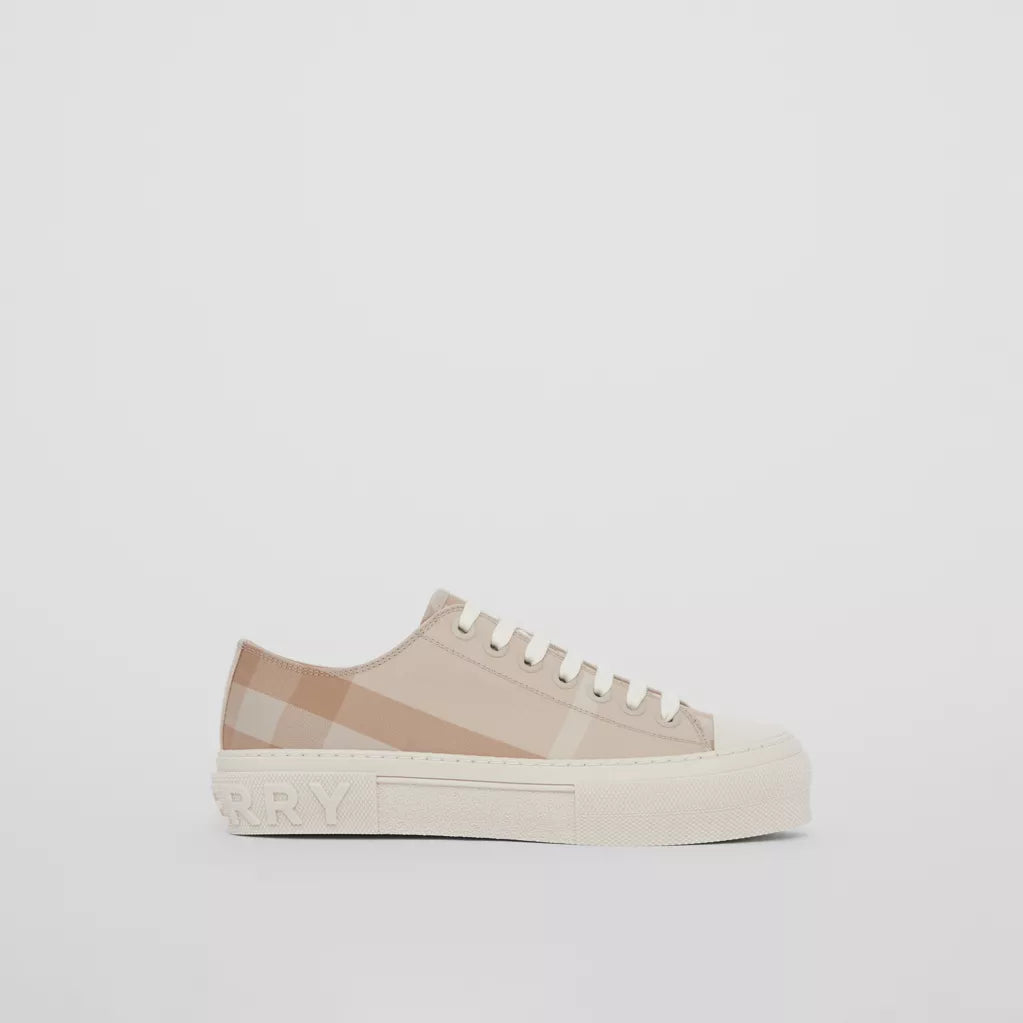 Burberry Check Cotton Sneakers Soft Fawn