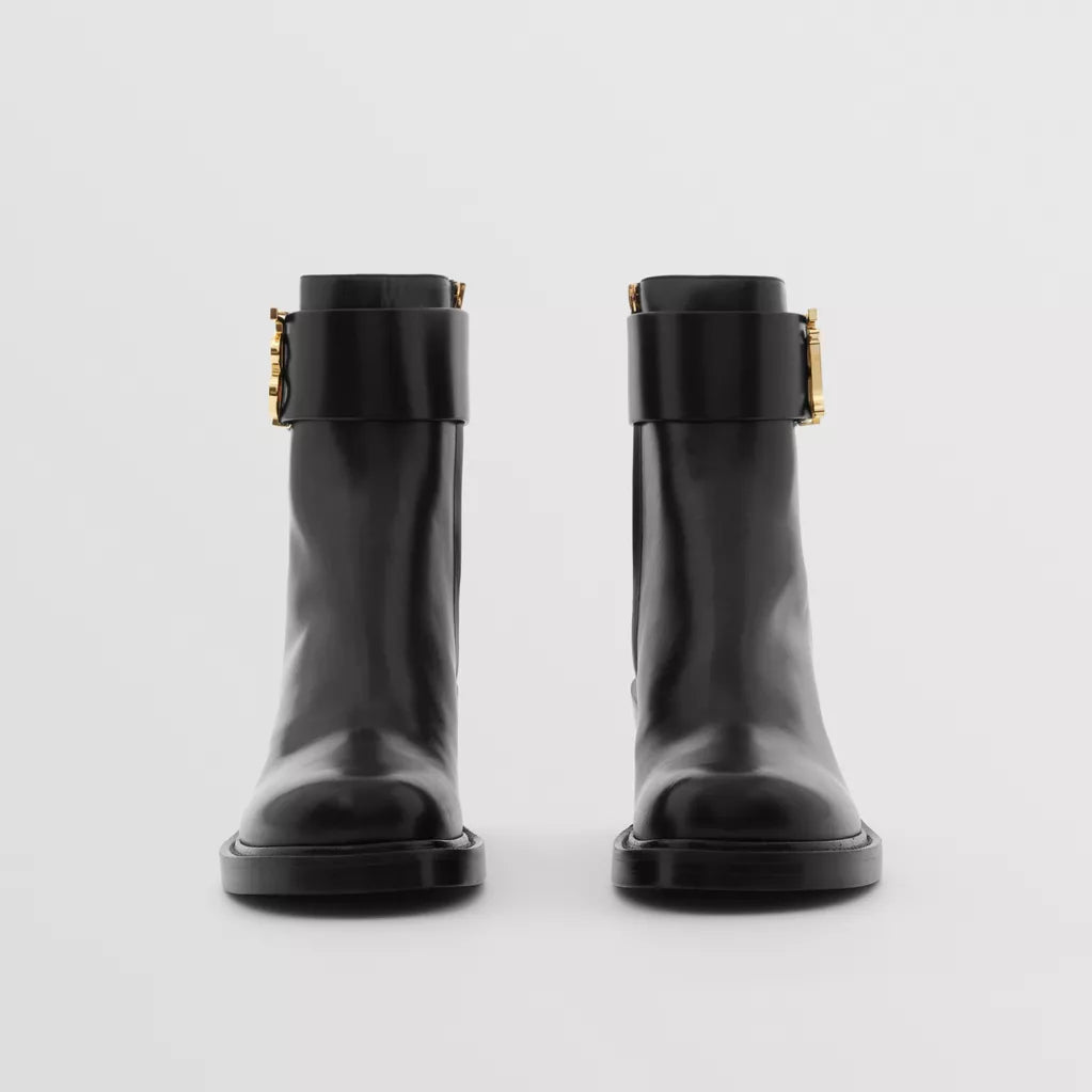 Burberry Monogram Motif Suede Block-heel Boots Chocolate