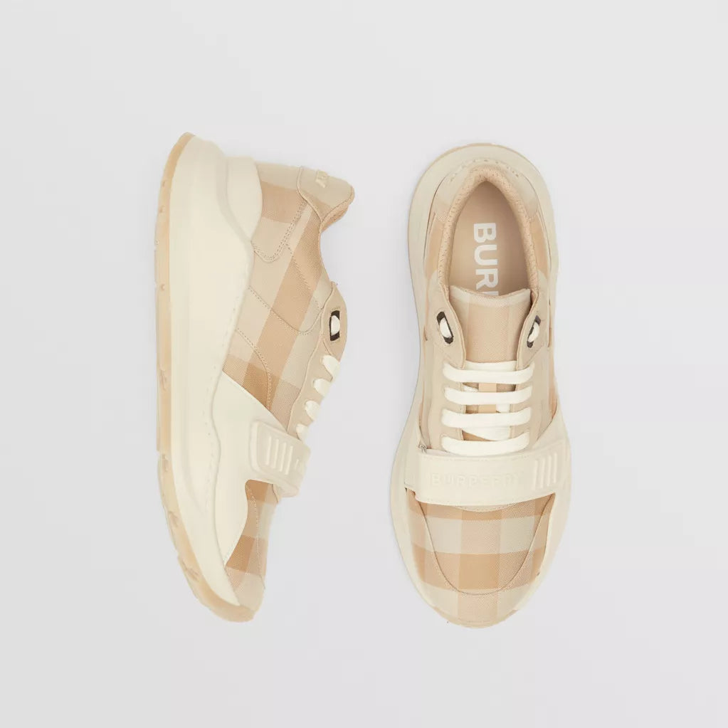 Burberry Check Cotton Sneakers Soft Fawn