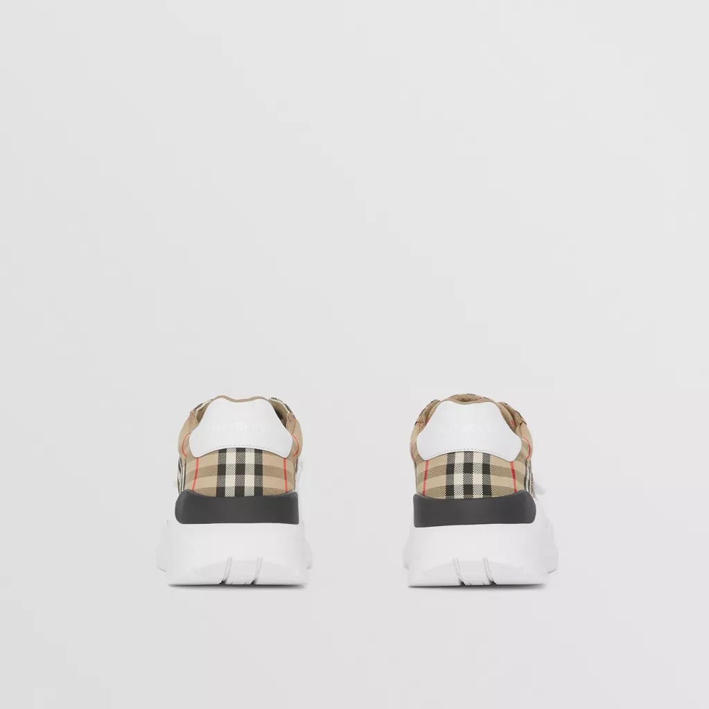 Burberry Vintage Check and Leather Sneakers Archive Beige