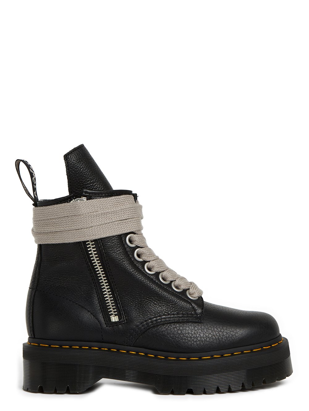 Rick Owens DR MARTENS X RICK OWENS FW22 STROBE 1460 DR MARTENS BLACK BOOT IN MATTE GRAINY COW LEATHER.