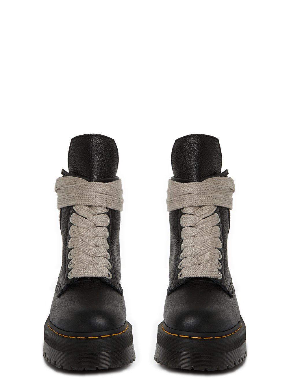 Rick Owens DR MARTENS X RICK OWENS FW22 STROBE 1460 DR MARTENS BLACK BOOT IN MATTE GRAINY COW LEATHER.