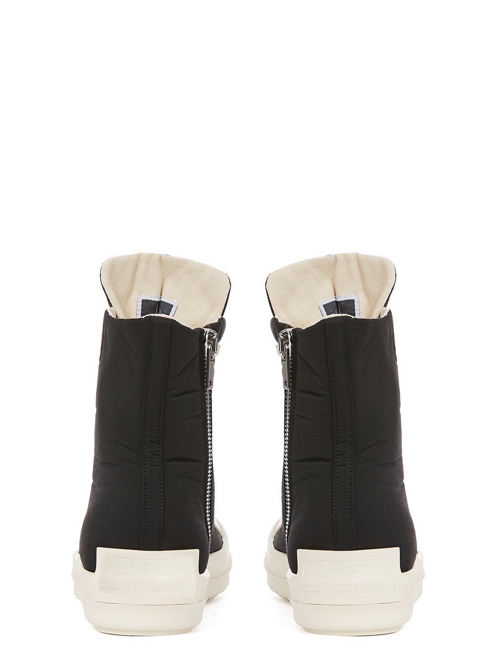 Rick Owens DRKSHDW FW22 STROBE SNEAKS IN BLACK AND MILK COTTON NYLON FAILLE