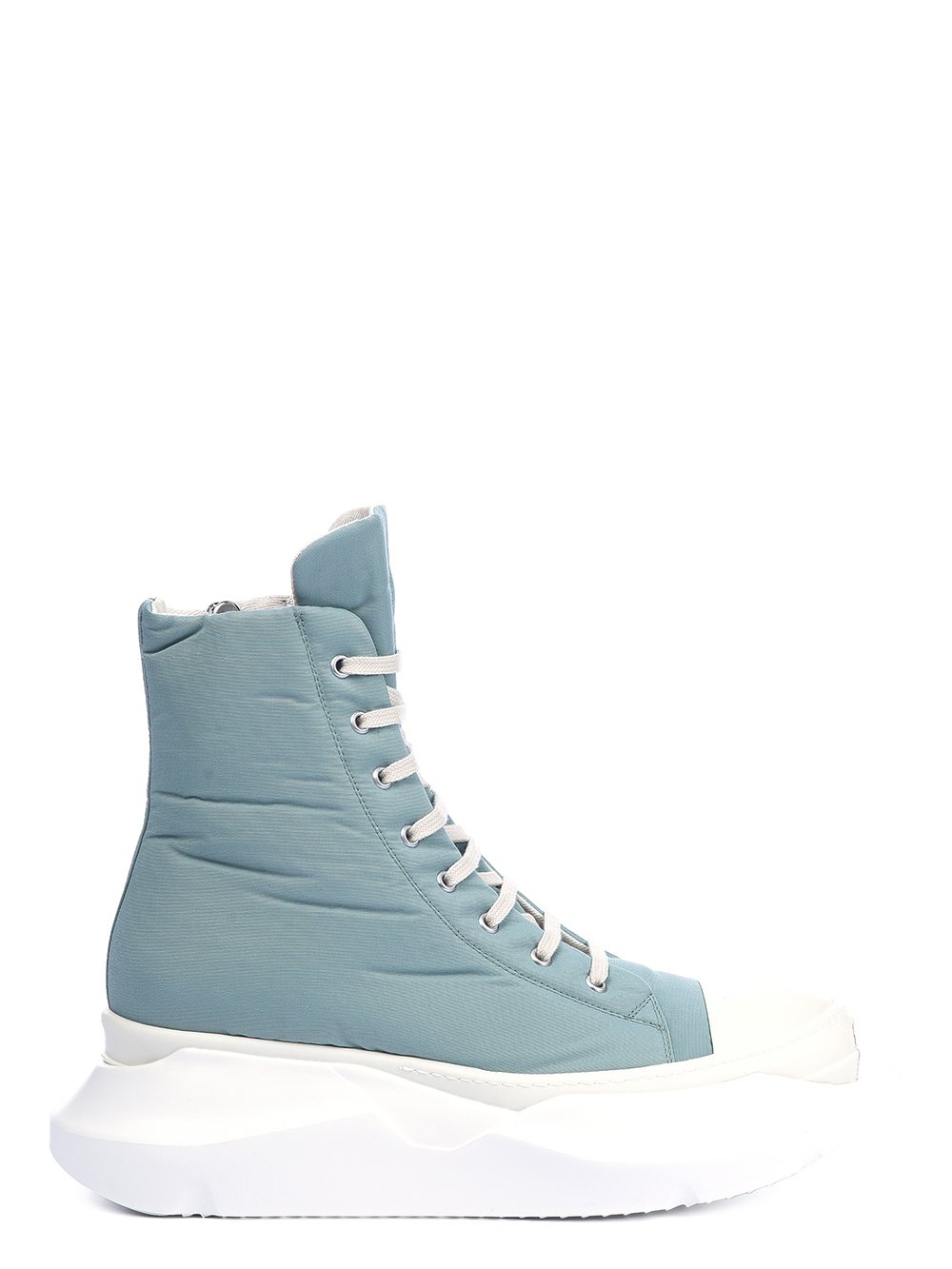 Rick Owens DRKSHDW FW22 STROBE ABSTRACT SNEAK IN AQUA AND MILK COTTON NYLON FAILLE