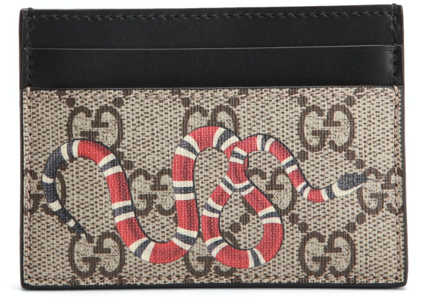 Card Case GG Supreme Kingsnake Print Beige Ebony