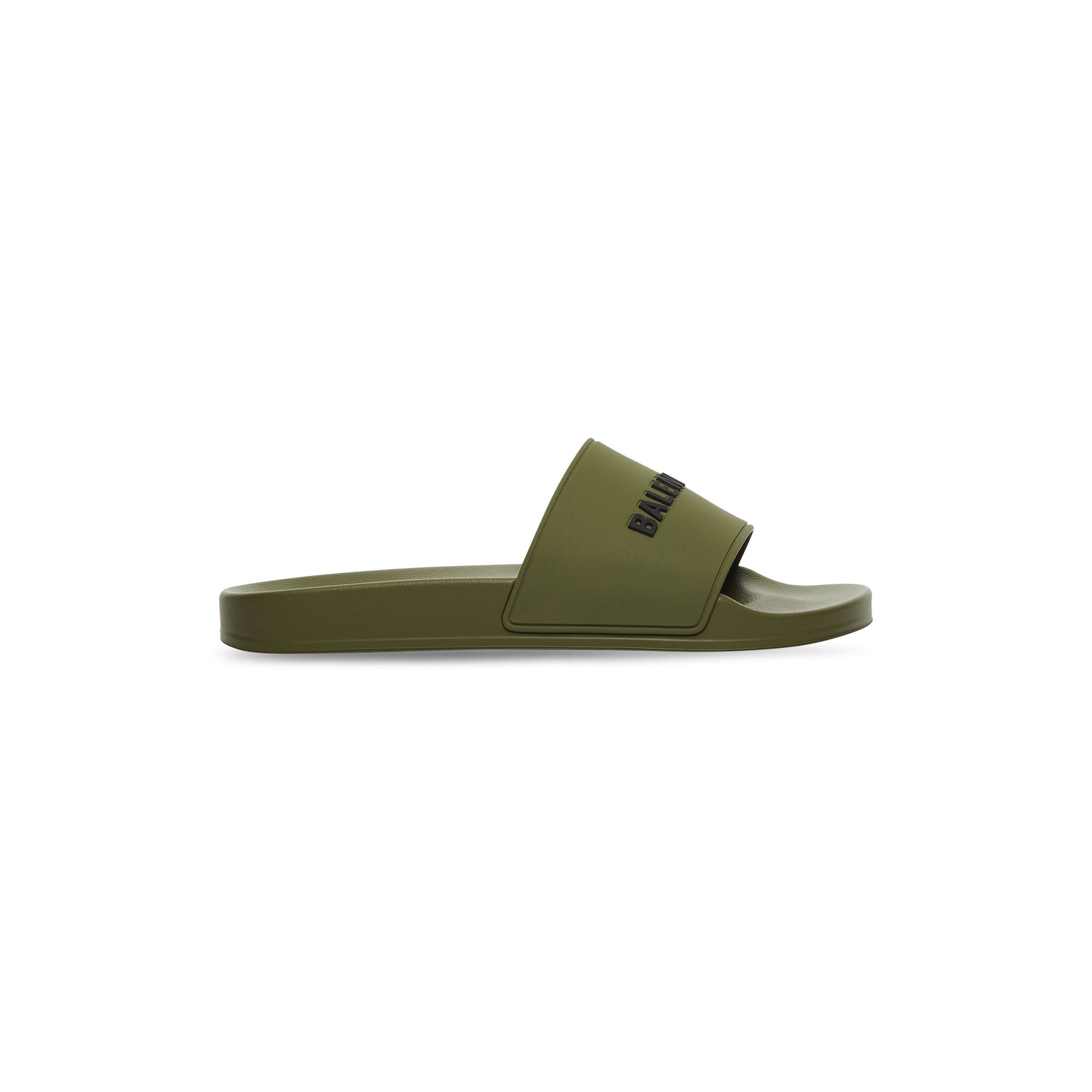 Balenciaga Pool Slide Sandal in Dark Green and Black Rubber