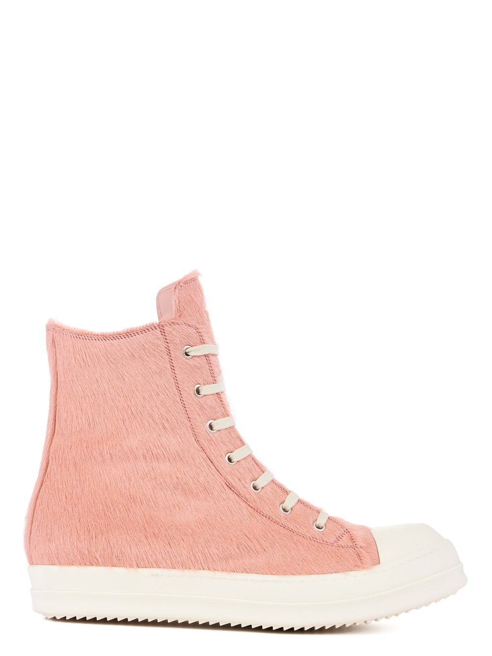 Rick Owens FW22 STROBE RUNWAY SNEAKERS IN DIRTY PINK AND MILK WHITE LONG HAIR PONY
