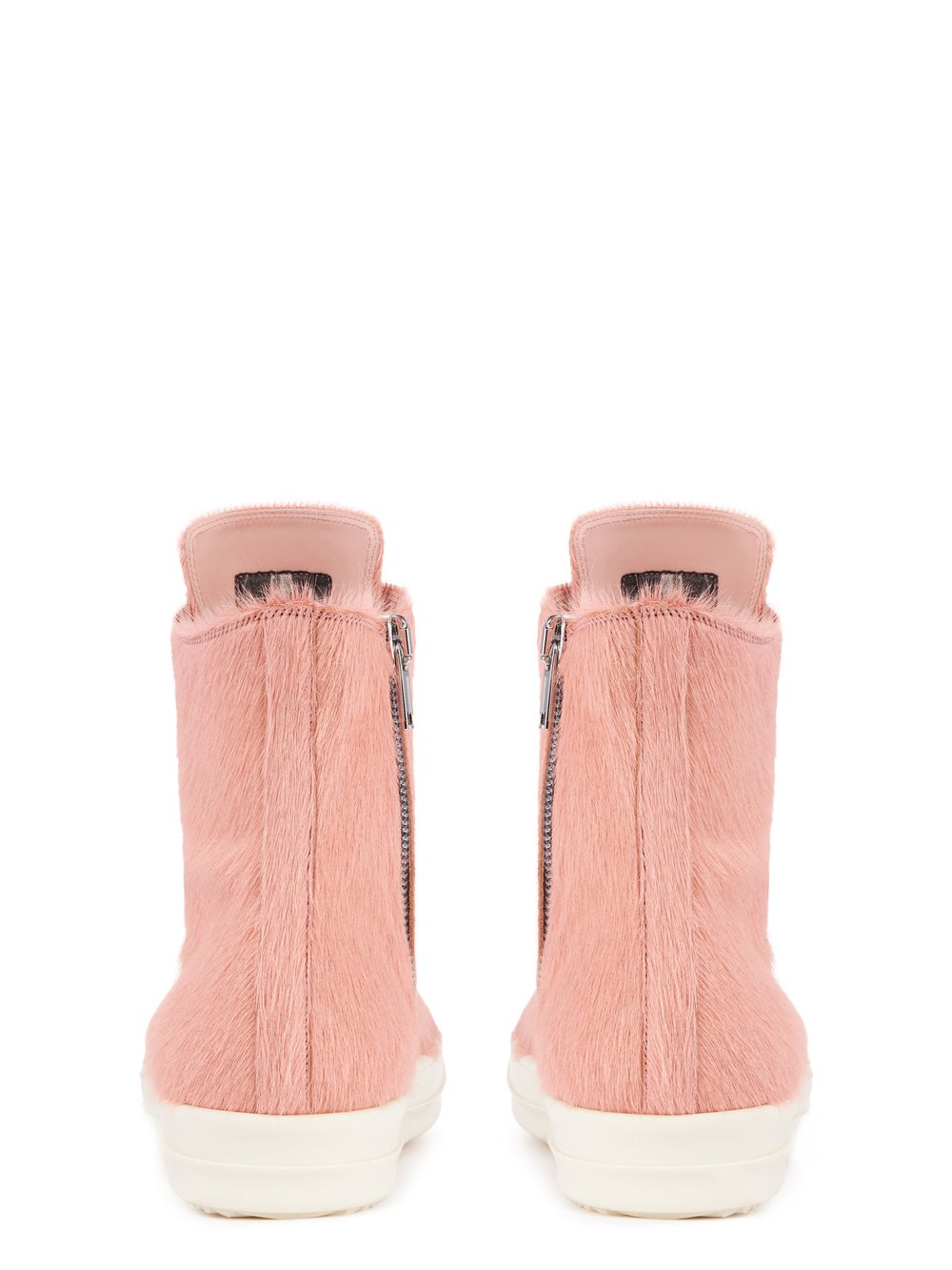 Rick Owens FW22 STROBE RUNWAY SNEAKERS IN DIRTY PINK AND MILK WHITE LONG HAIR PONY