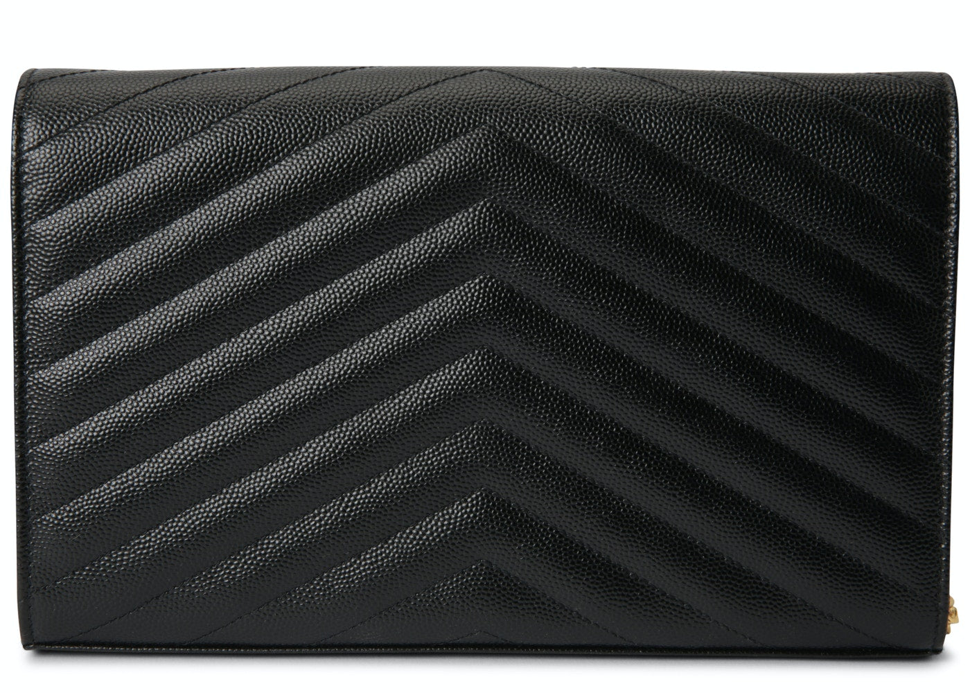 YSL Monogram Chain Wallet Matelasse Grain de Poudre Gold-tone Black