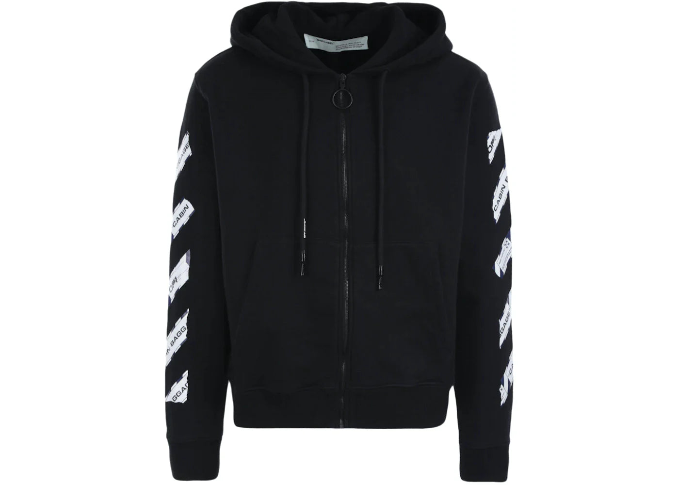 OFF-WHITE Airport Tape Zip Up Hoodie Black