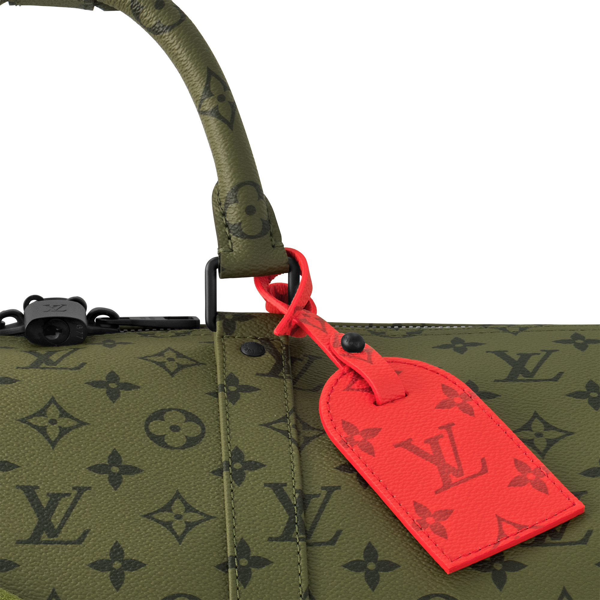 Keepall Bandoulière 55 Khaki Green/Vermillion Red