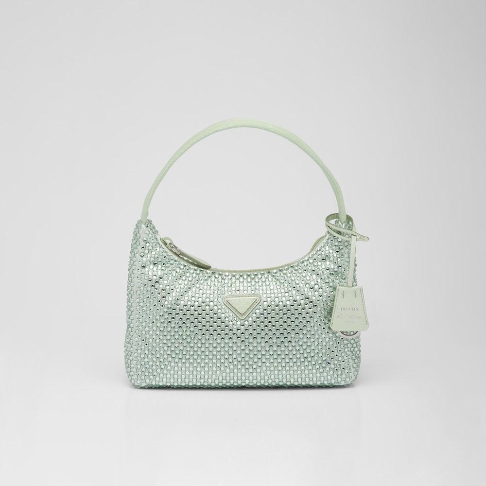Prada Satin Mini-Bag With Crystals Aqua
