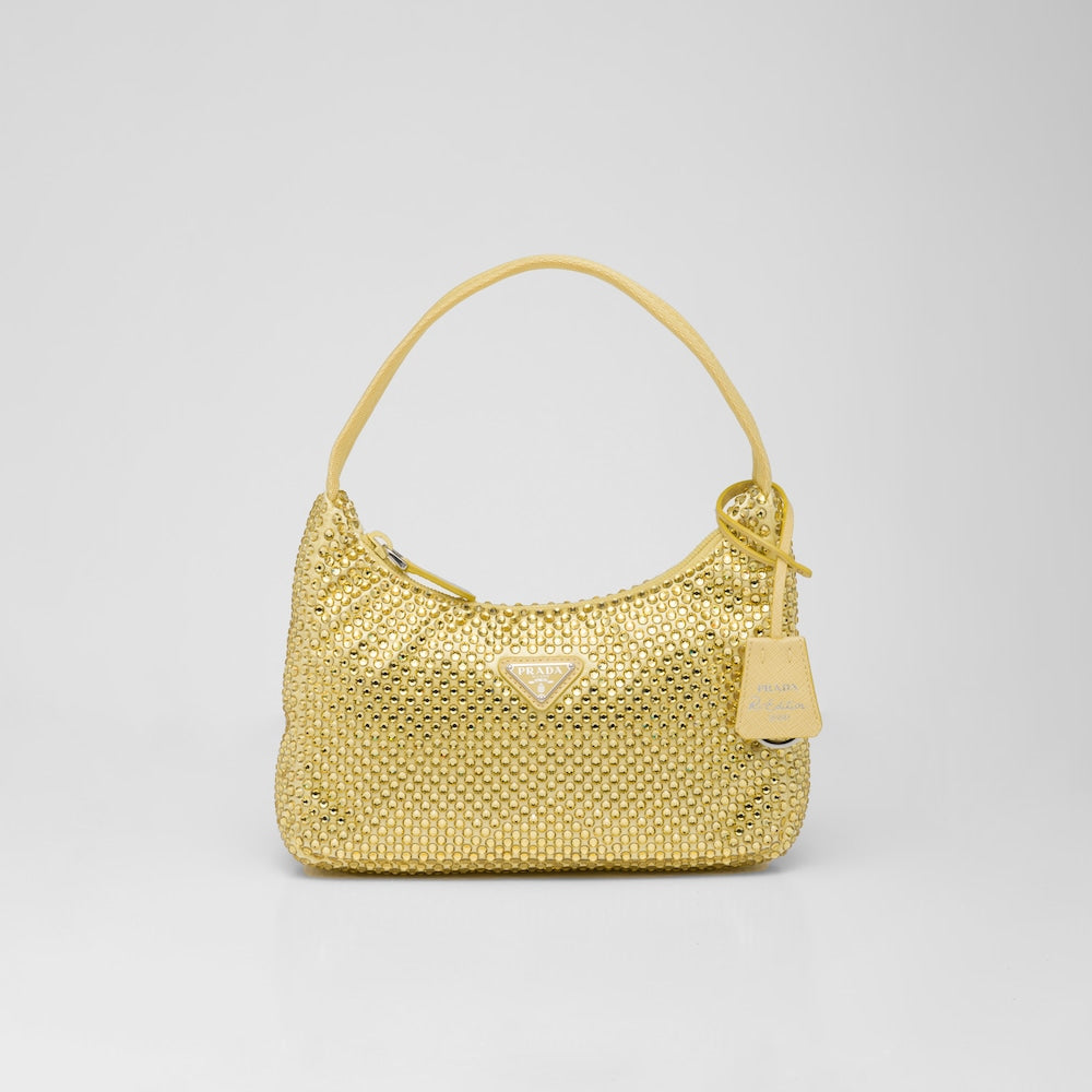 Prada Satin Mini-Bag With Crystals Pineapple Yellow