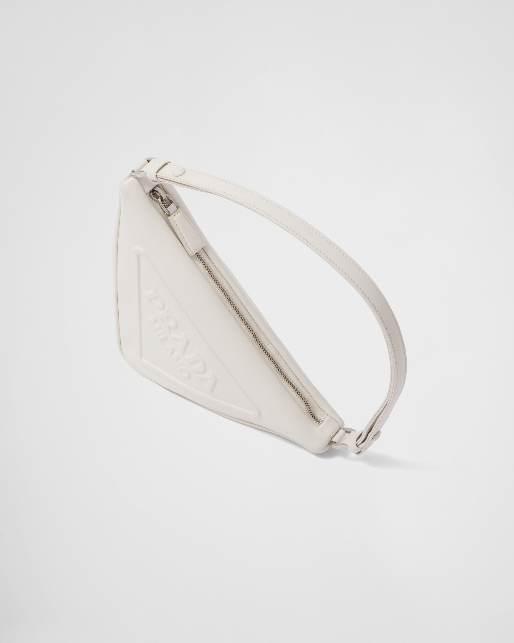 Prada Prada Triangle Leather Pouch Sand White