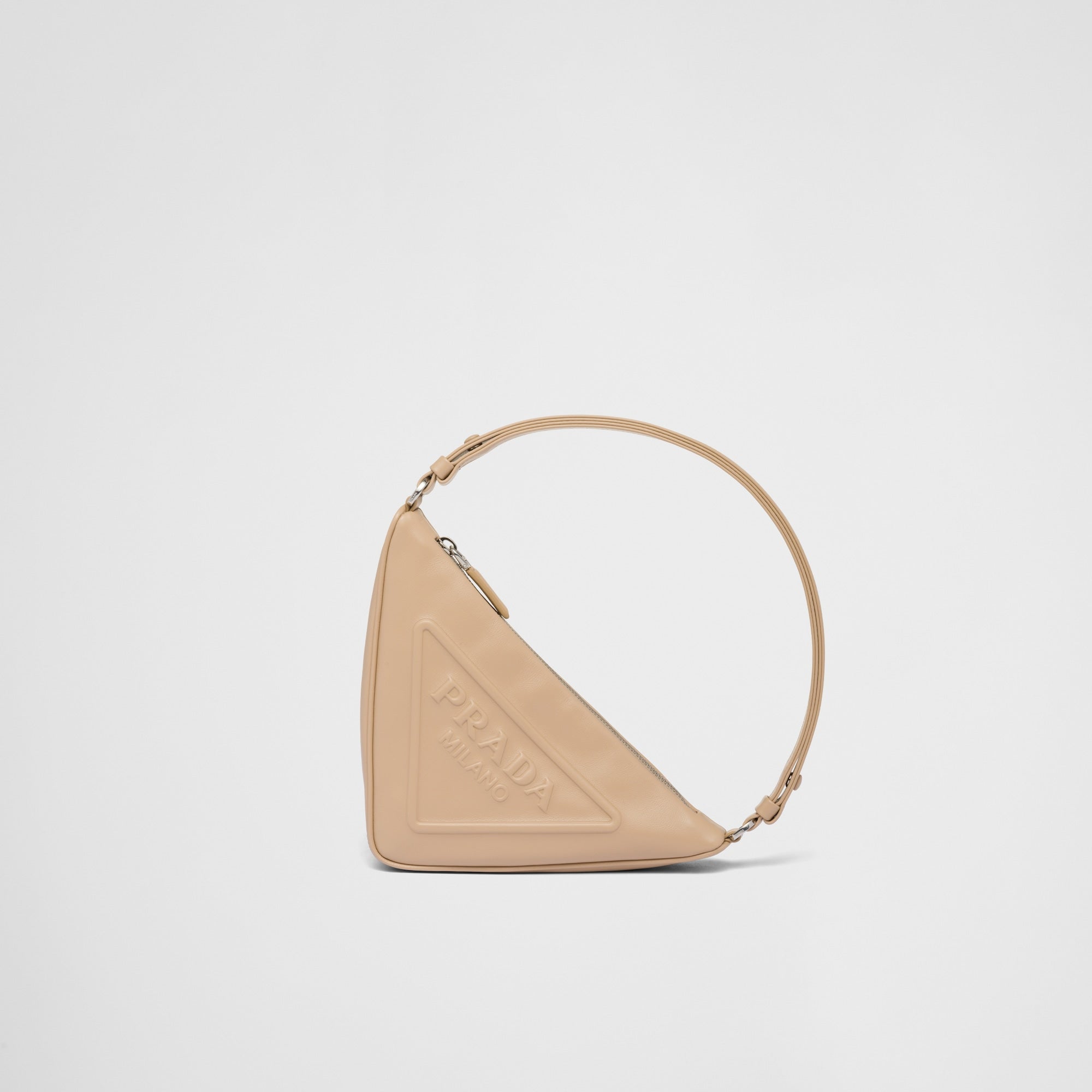 Prada Prada Triangle Leather Pouch Sand Beige