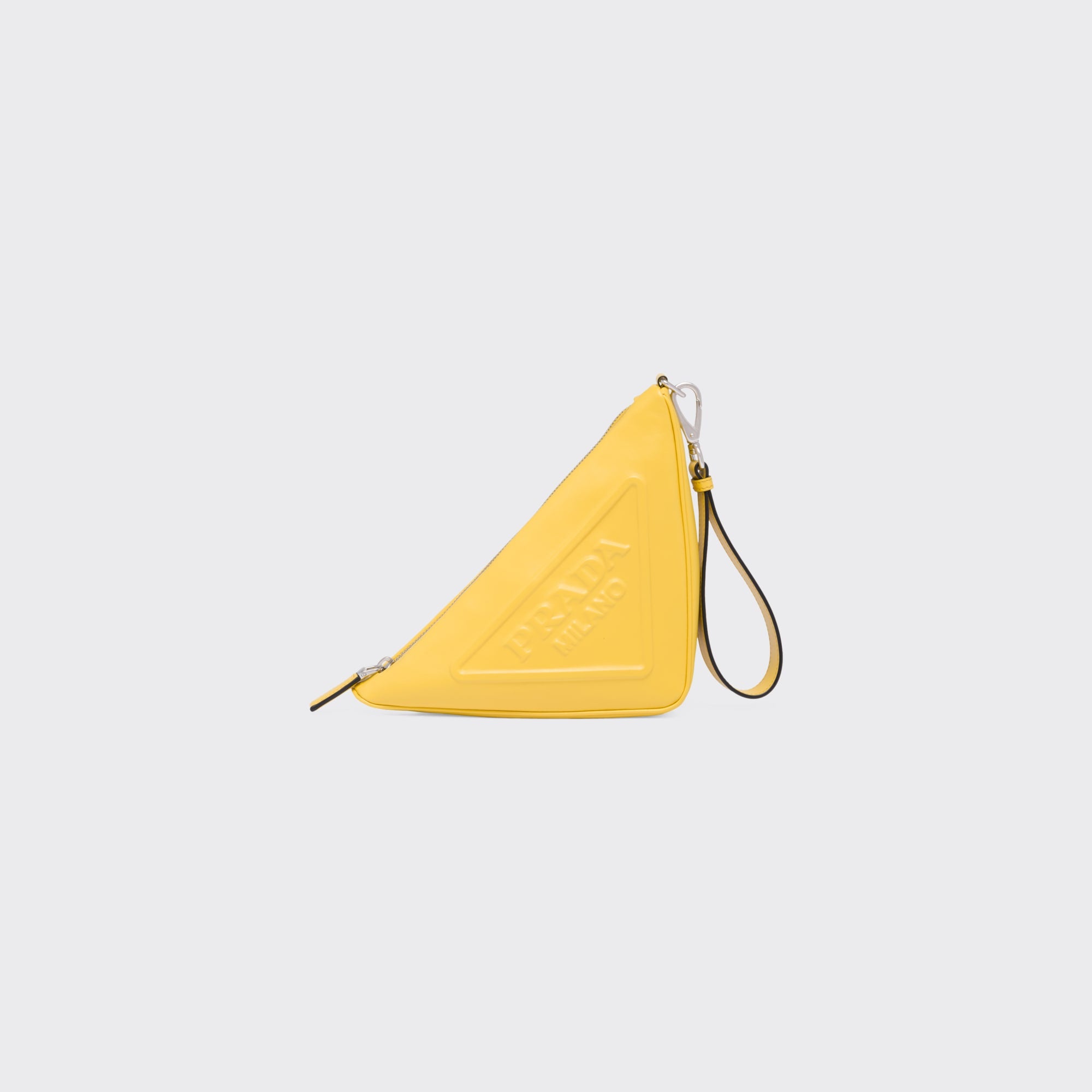 Prada Leather Prada Triangle Pouch Sunny Yellow