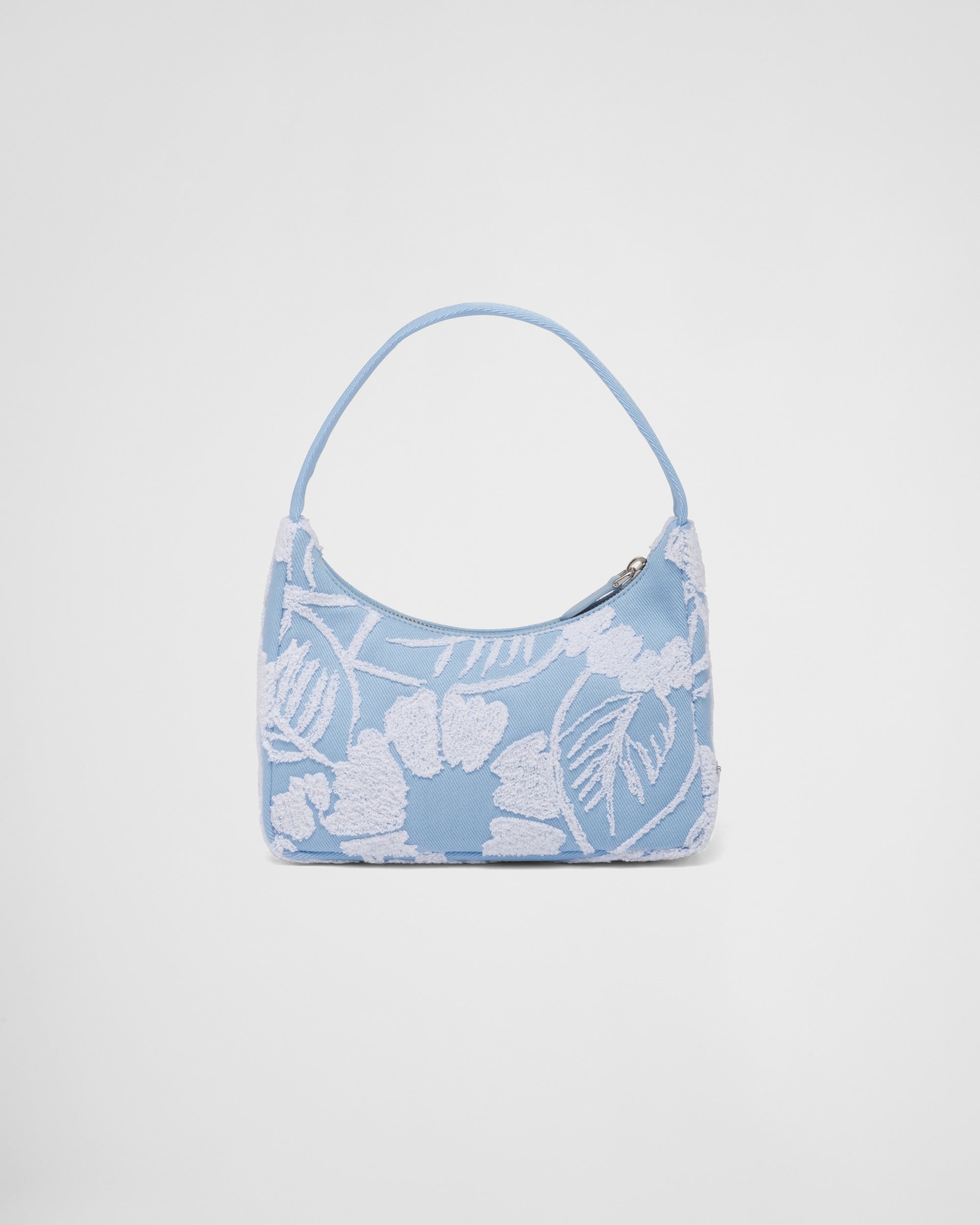 Prada Re-Edition 2000 Embroidered Drill Mini Bag Sky Blue/White