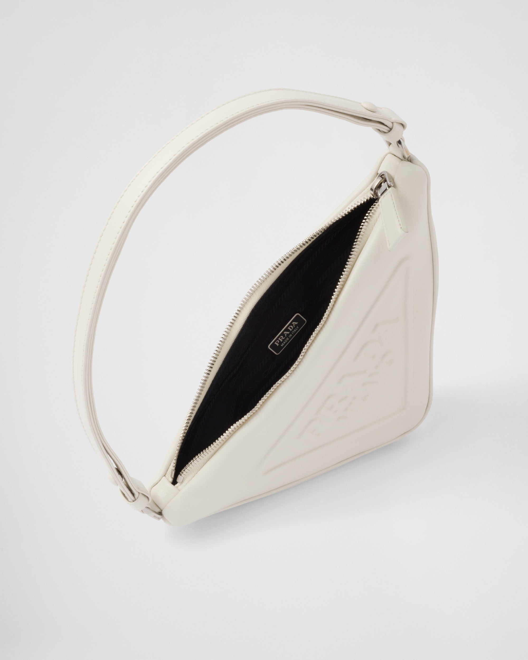 Prada Prada Triangle Leather Pouch Sand White