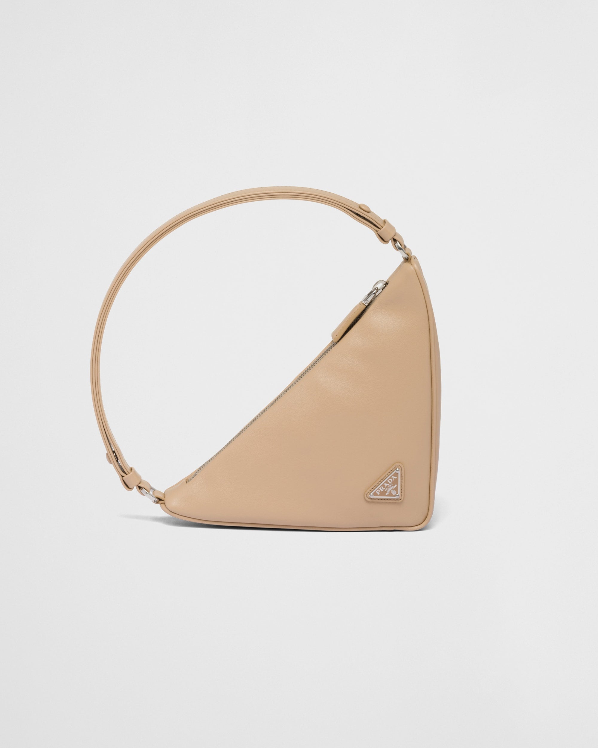 Prada Prada Triangle Leather Pouch Sand Beige