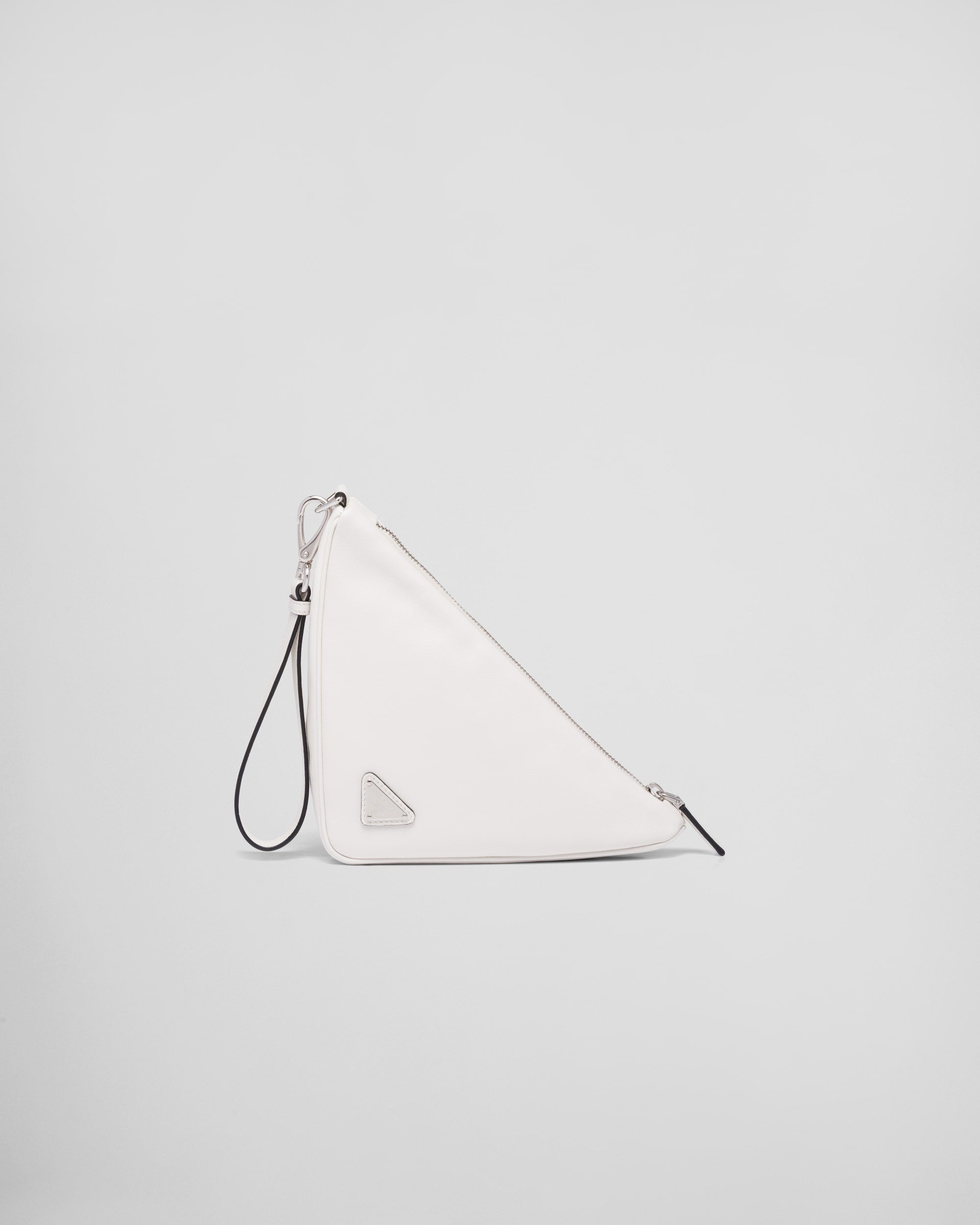 Prada Leather Prada Triangle Pouch White