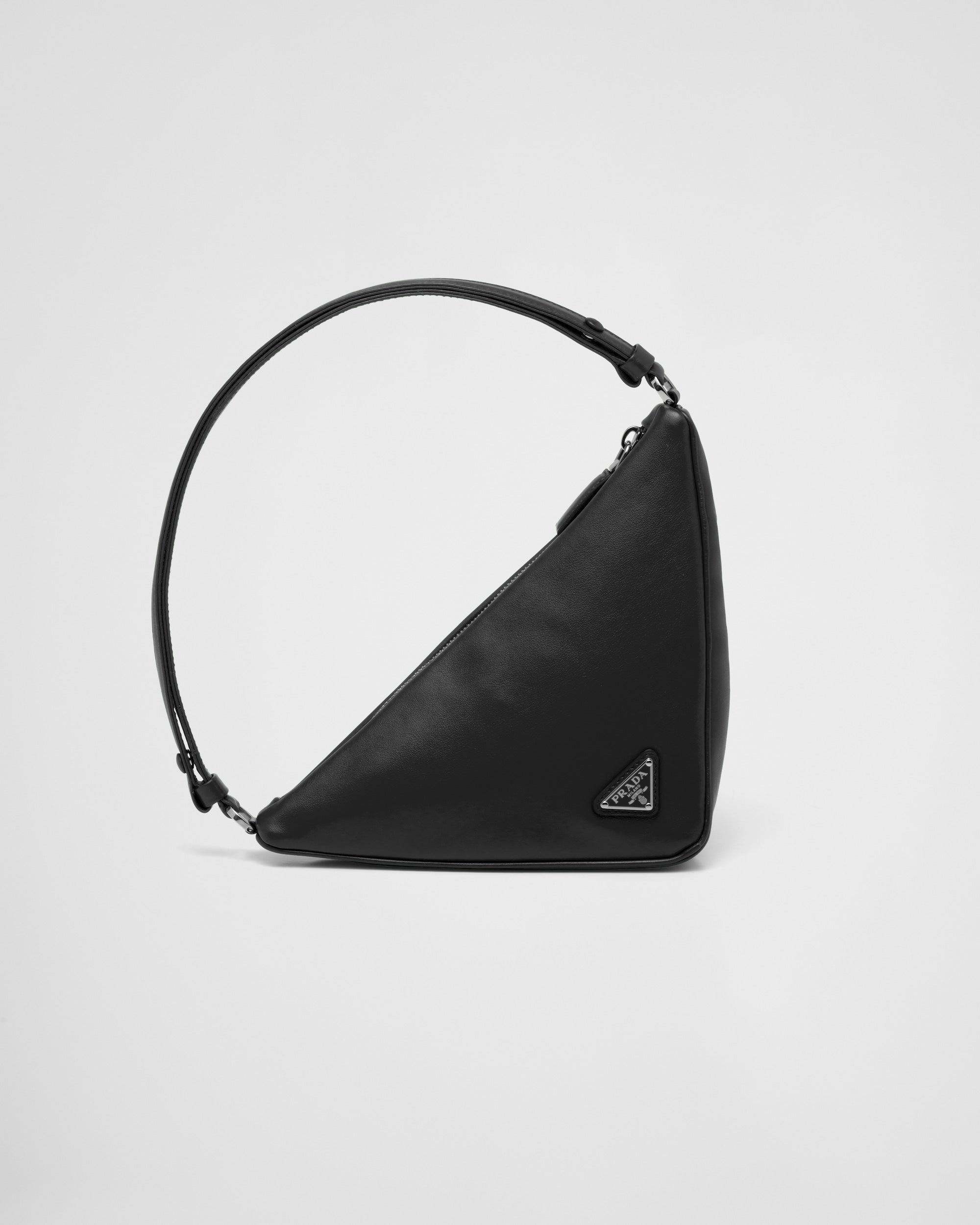 Prada Prada Triangle Leather Pouch Sand Black