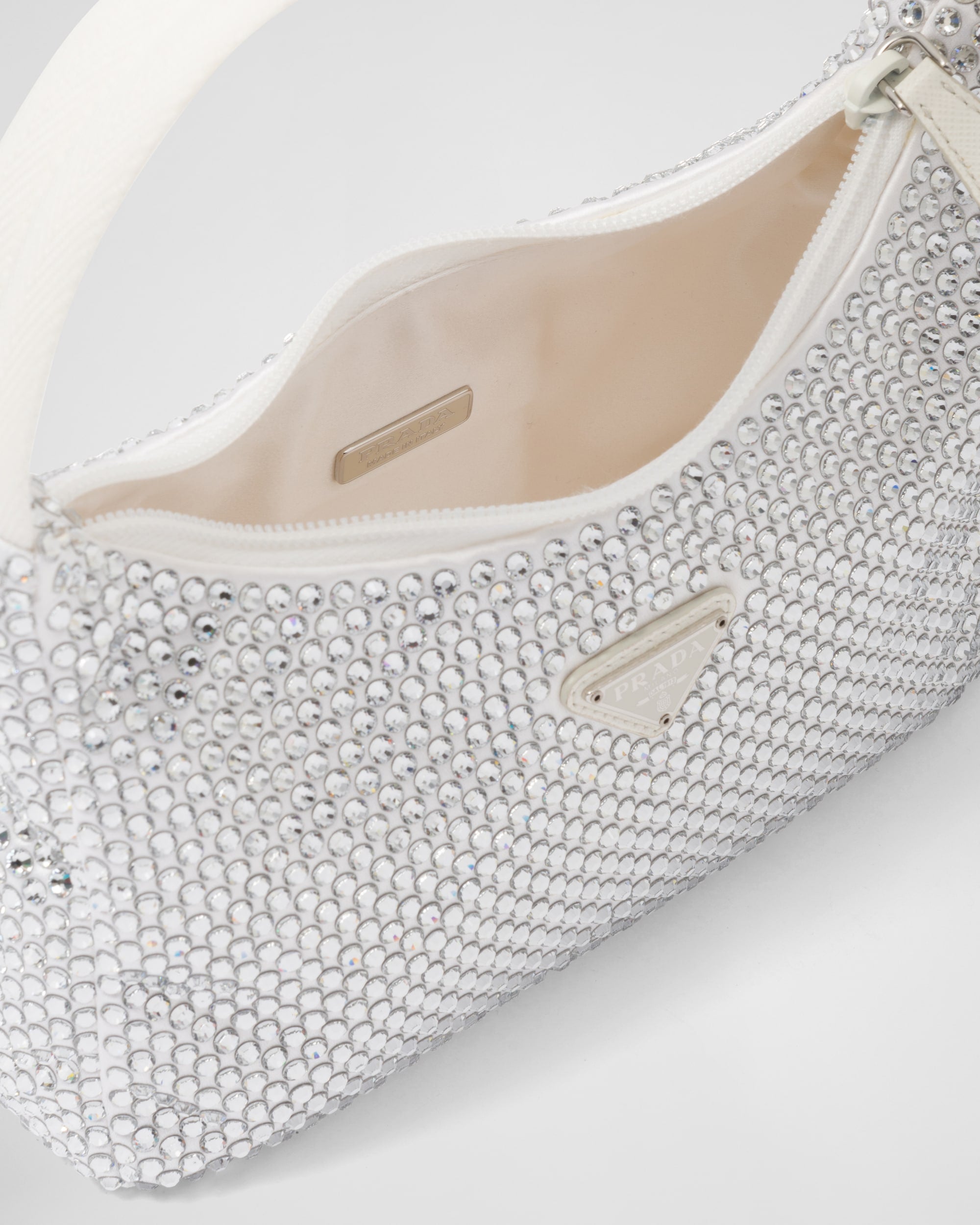 Prada Satin Mini-Bag With Crystals White