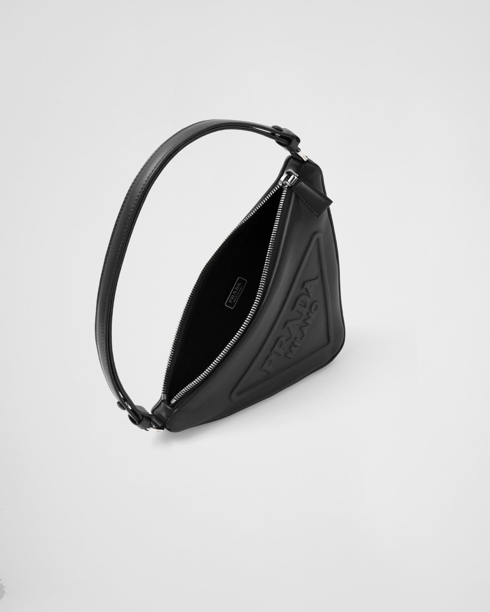 Prada Prada Triangle Leather Pouch Sand Black