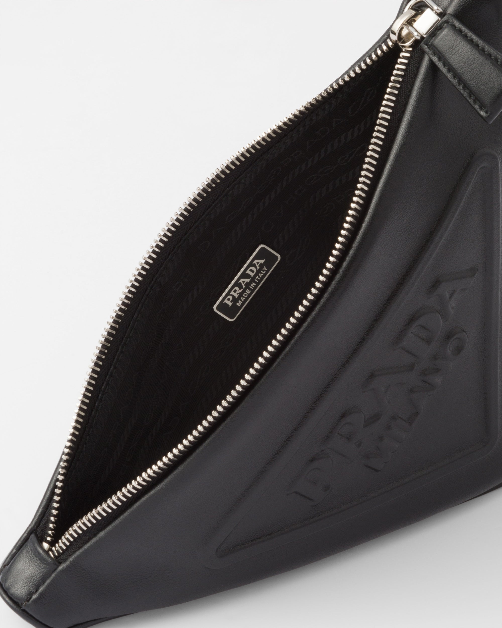 Prada Leather Prada Triangle Pouch Black
