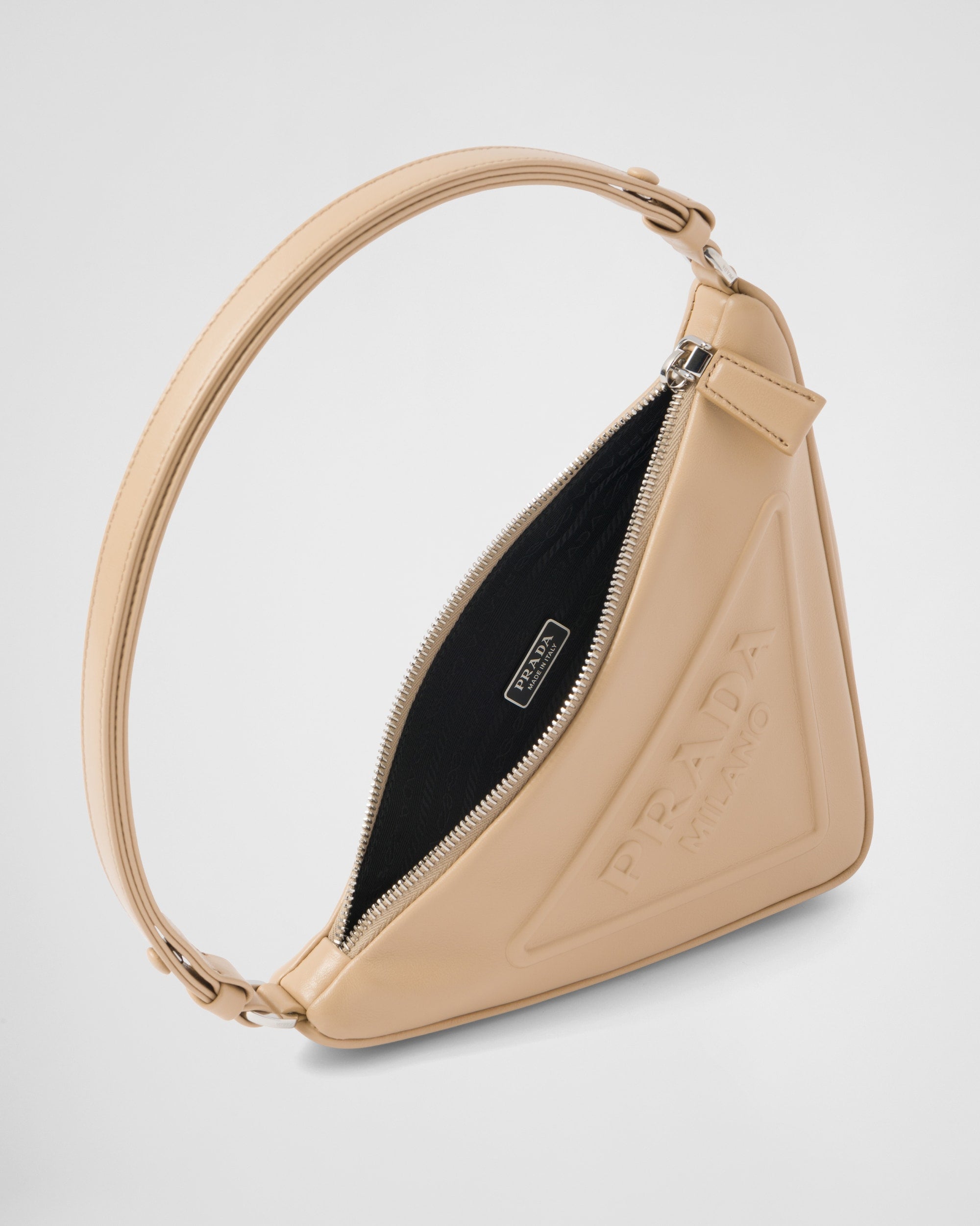 Prada Prada Triangle Leather Pouch Sand Beige