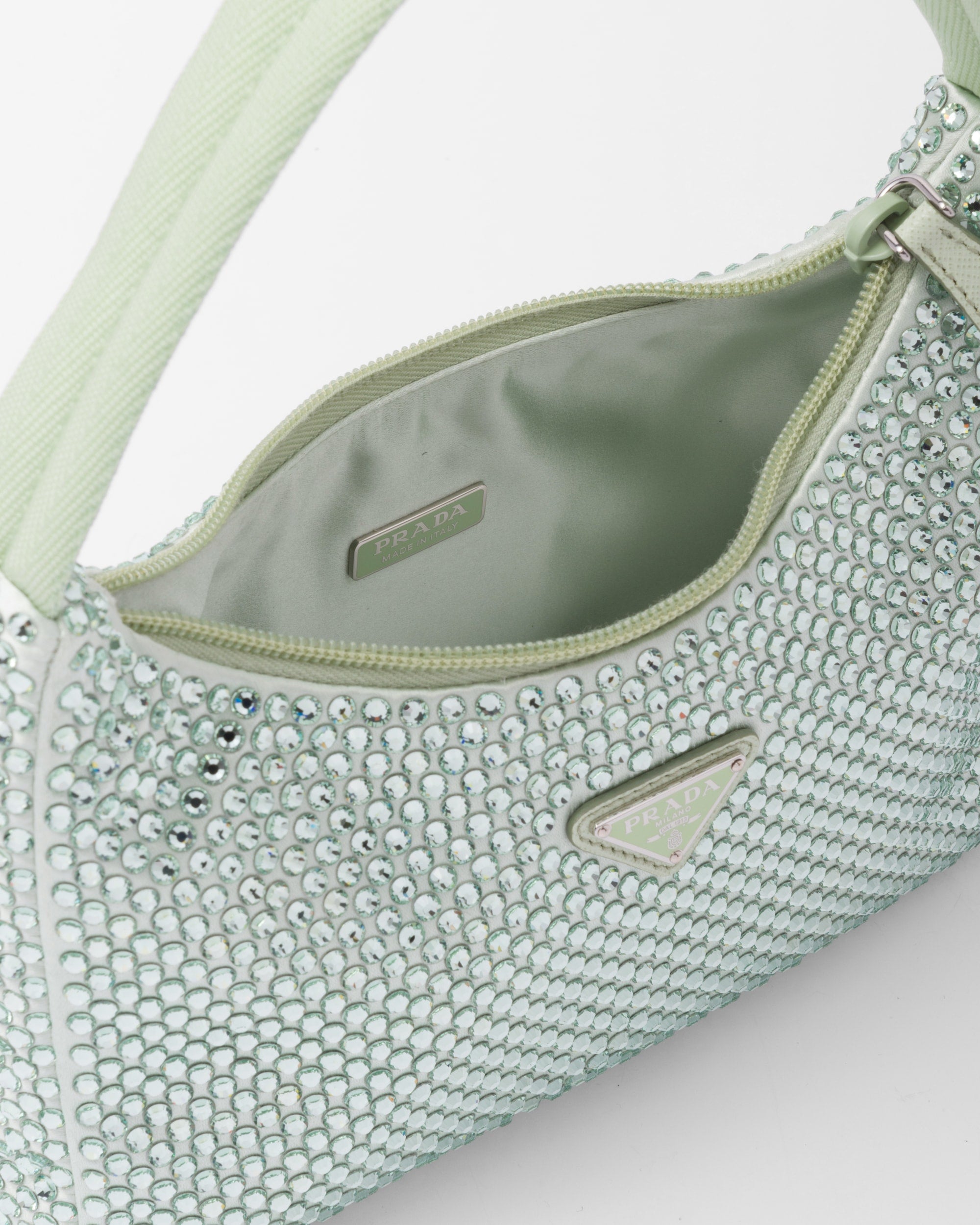 Prada Satin Mini-Bag With Crystals Aqua
