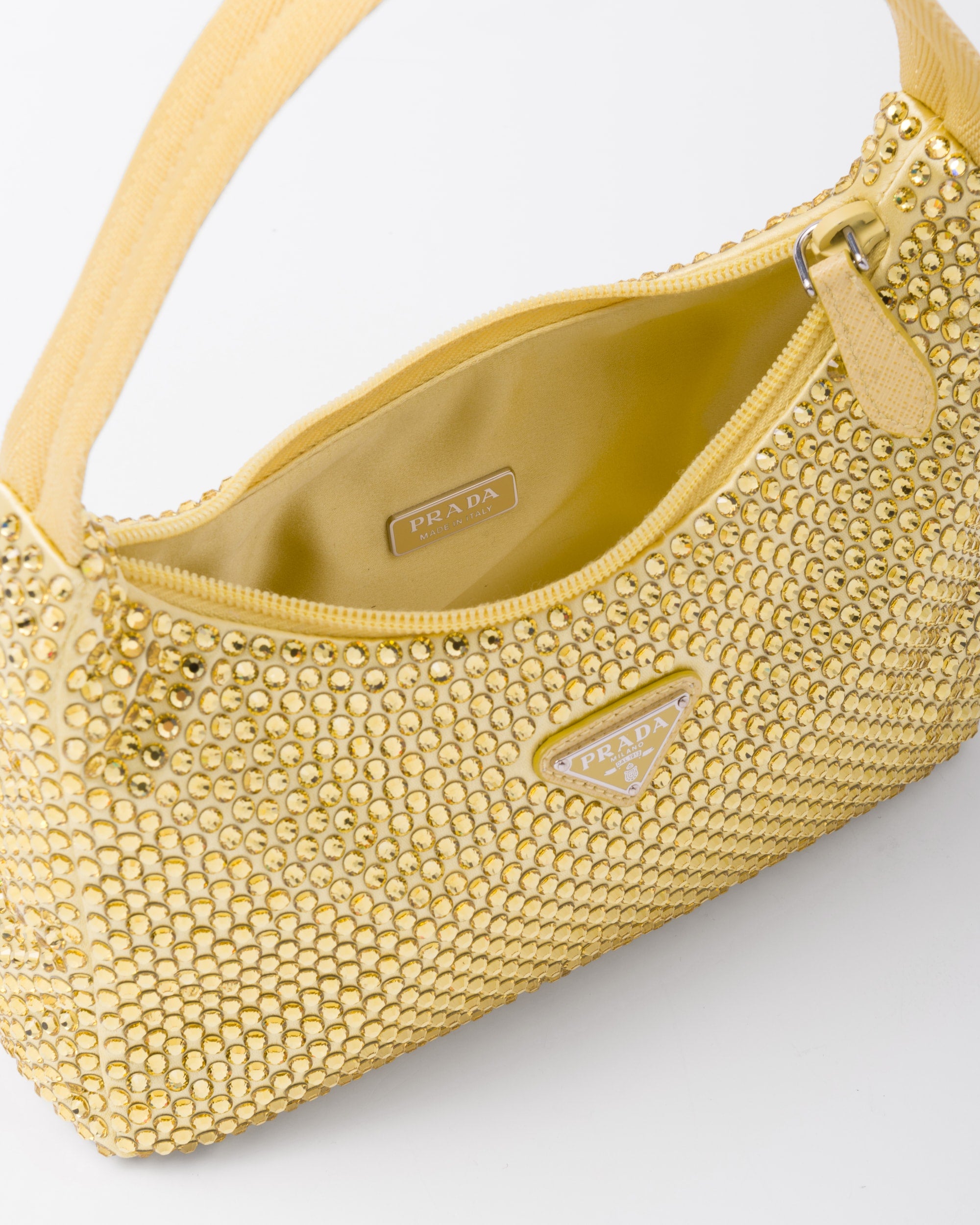 Prada Satin Mini-Bag With Crystals Pineapple Yellow