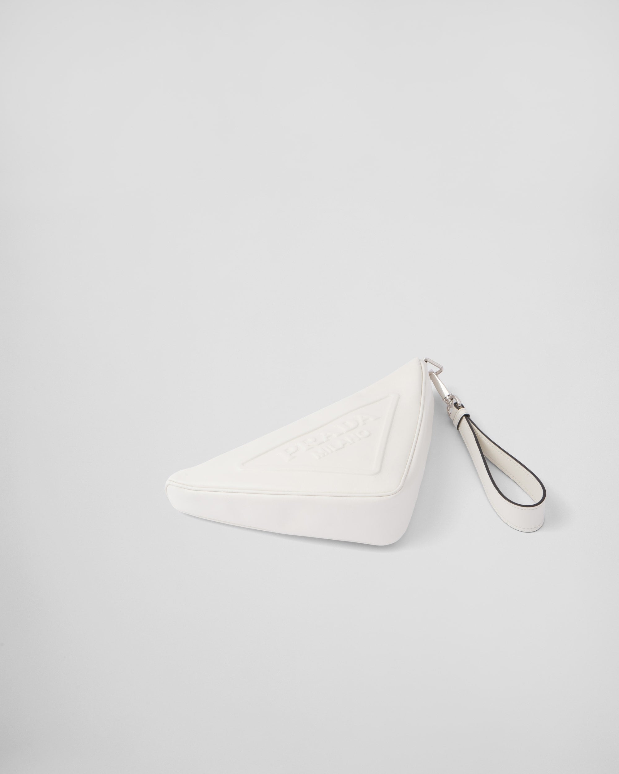 Prada Leather Prada Triangle Pouch White
