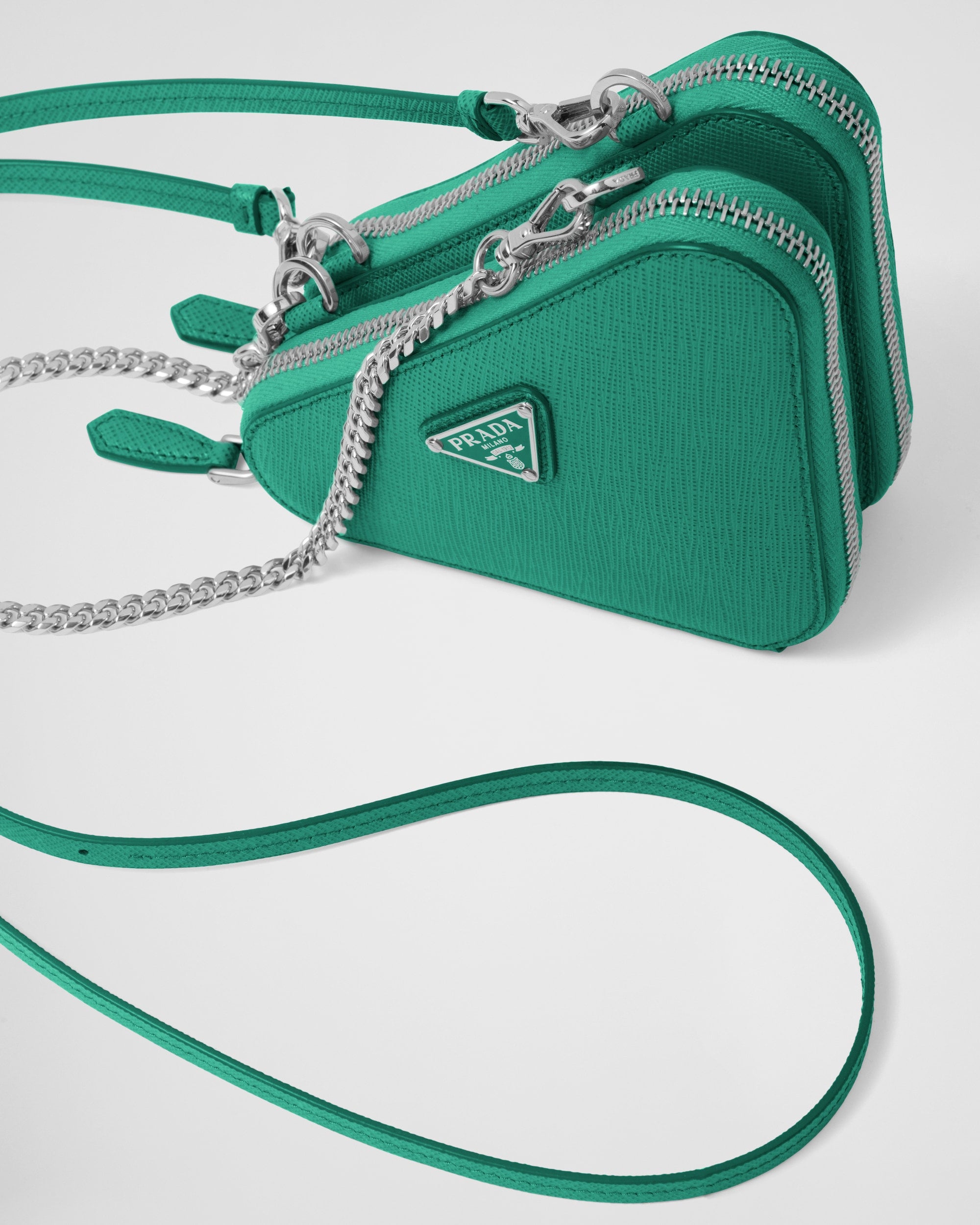 Prada Saffiano Leather Mini Pouch Mango