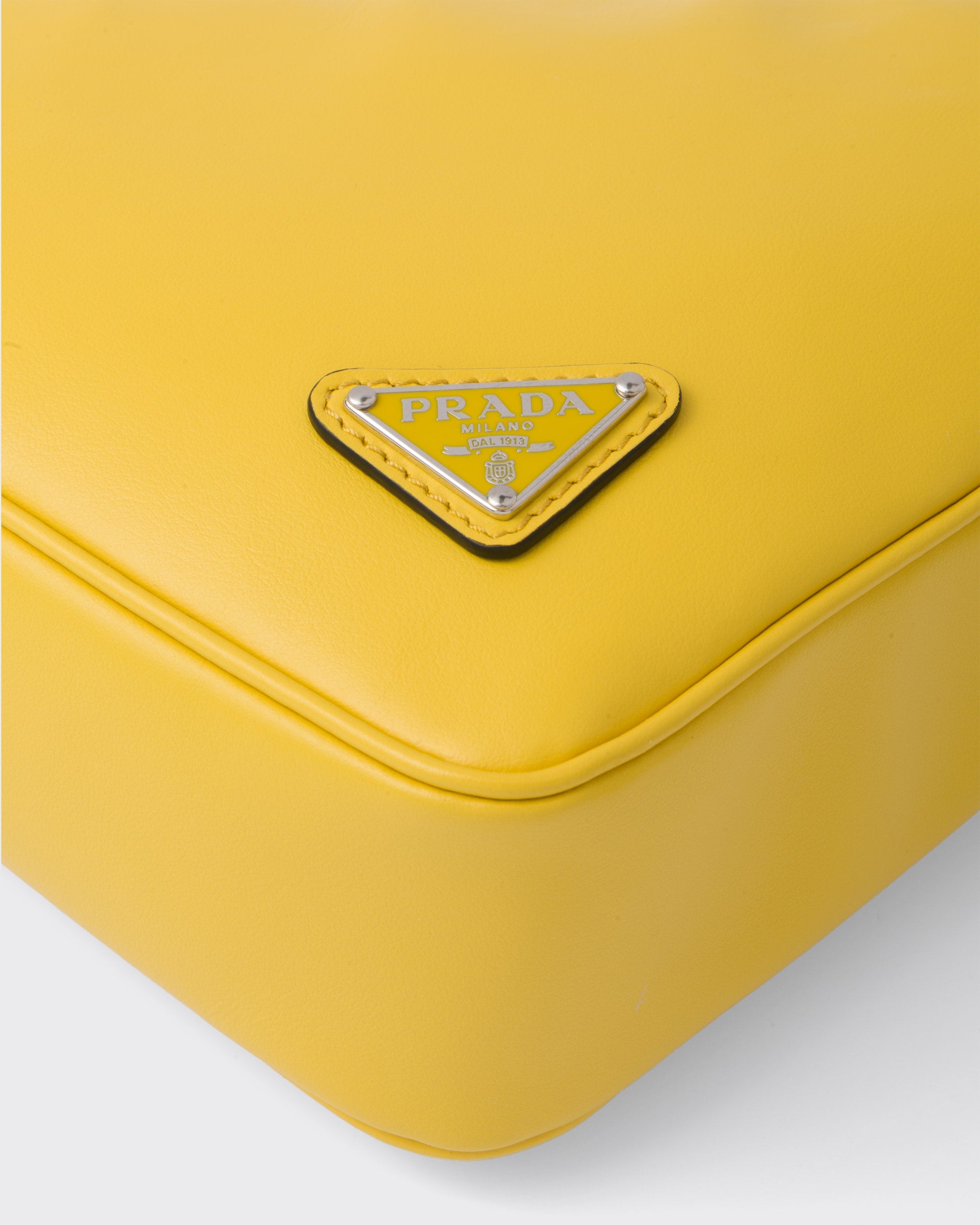 Prada Leather Prada Triangle Pouch Sunny Yellow