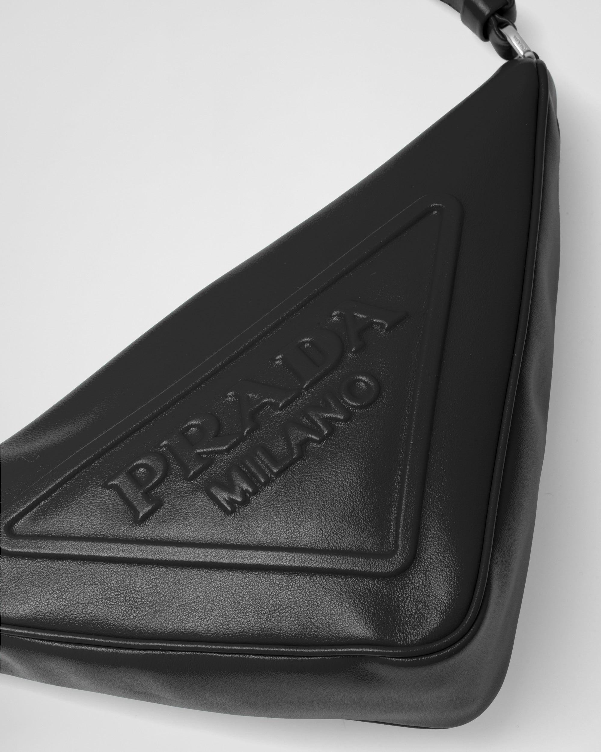 Prada Prada Triangle Leather Pouch Sand Black