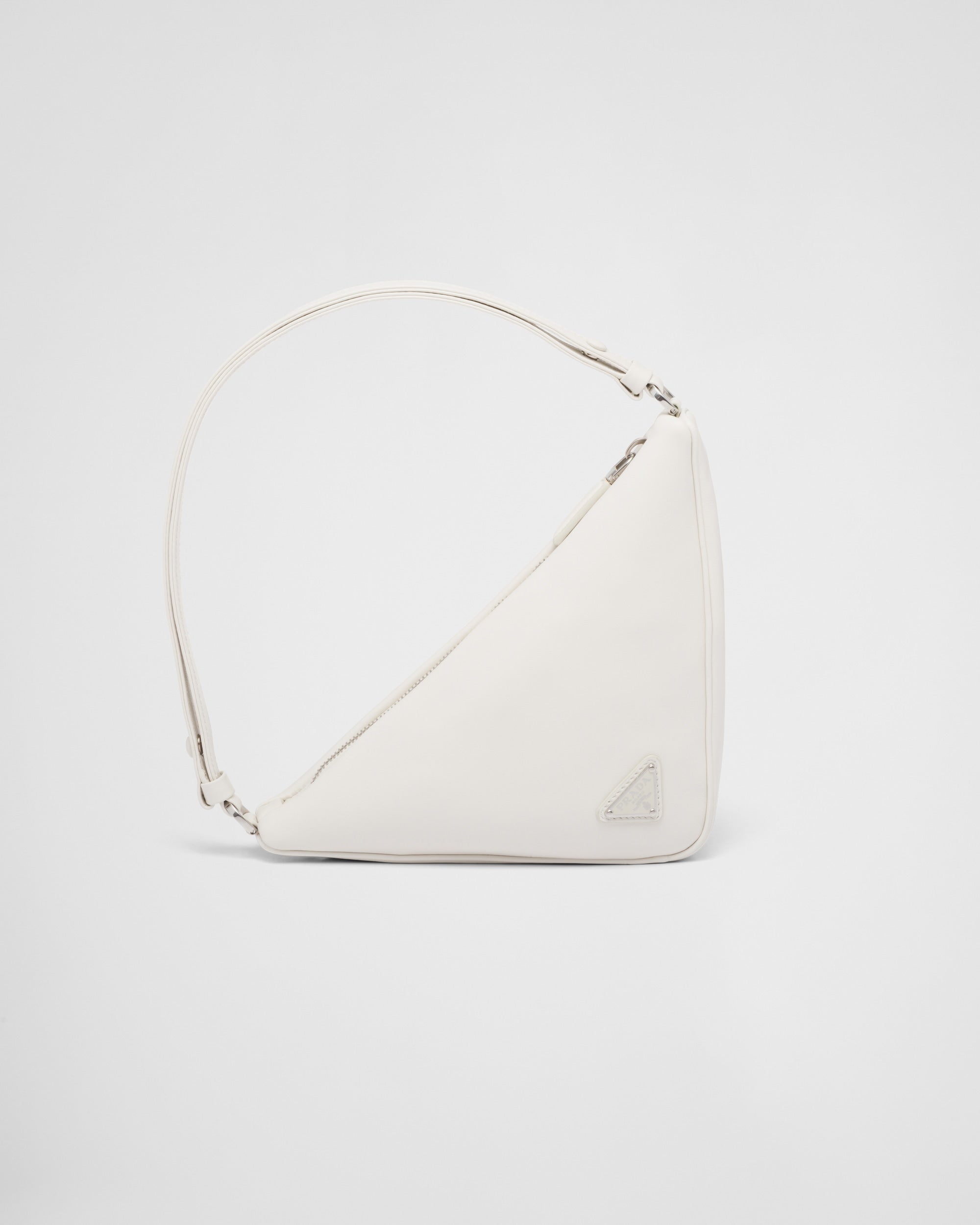 Prada Prada Triangle Leather Pouch Sand White