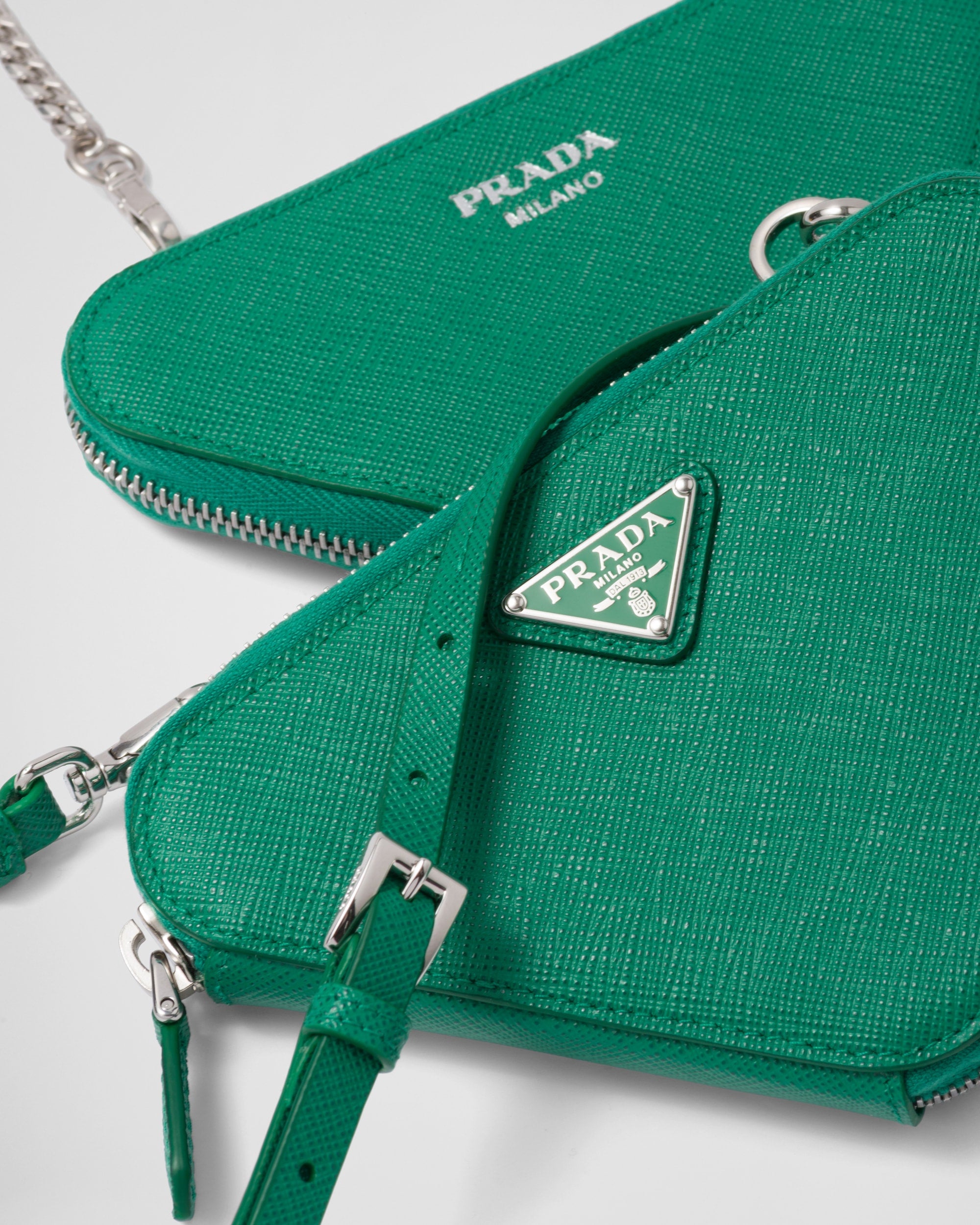Prada Saffiano Leather Mini Pouch Mango
