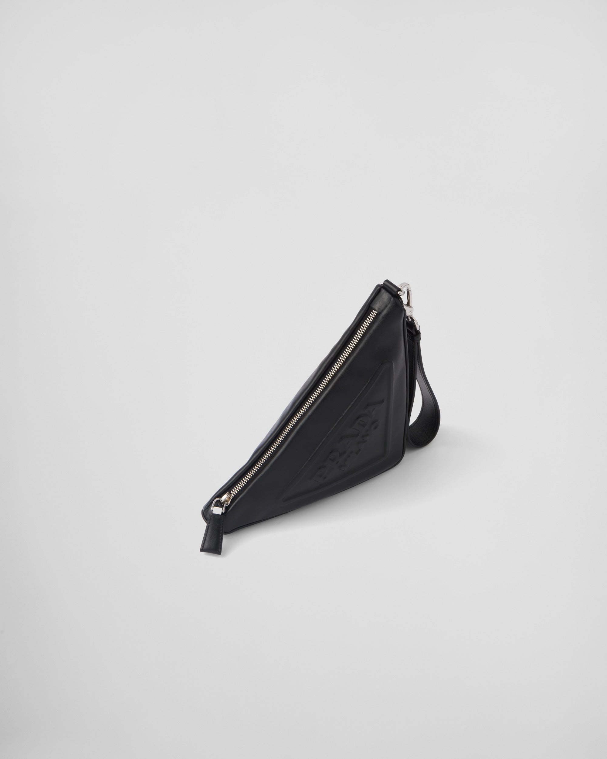 Prada Leather Prada Triangle Pouch Black
