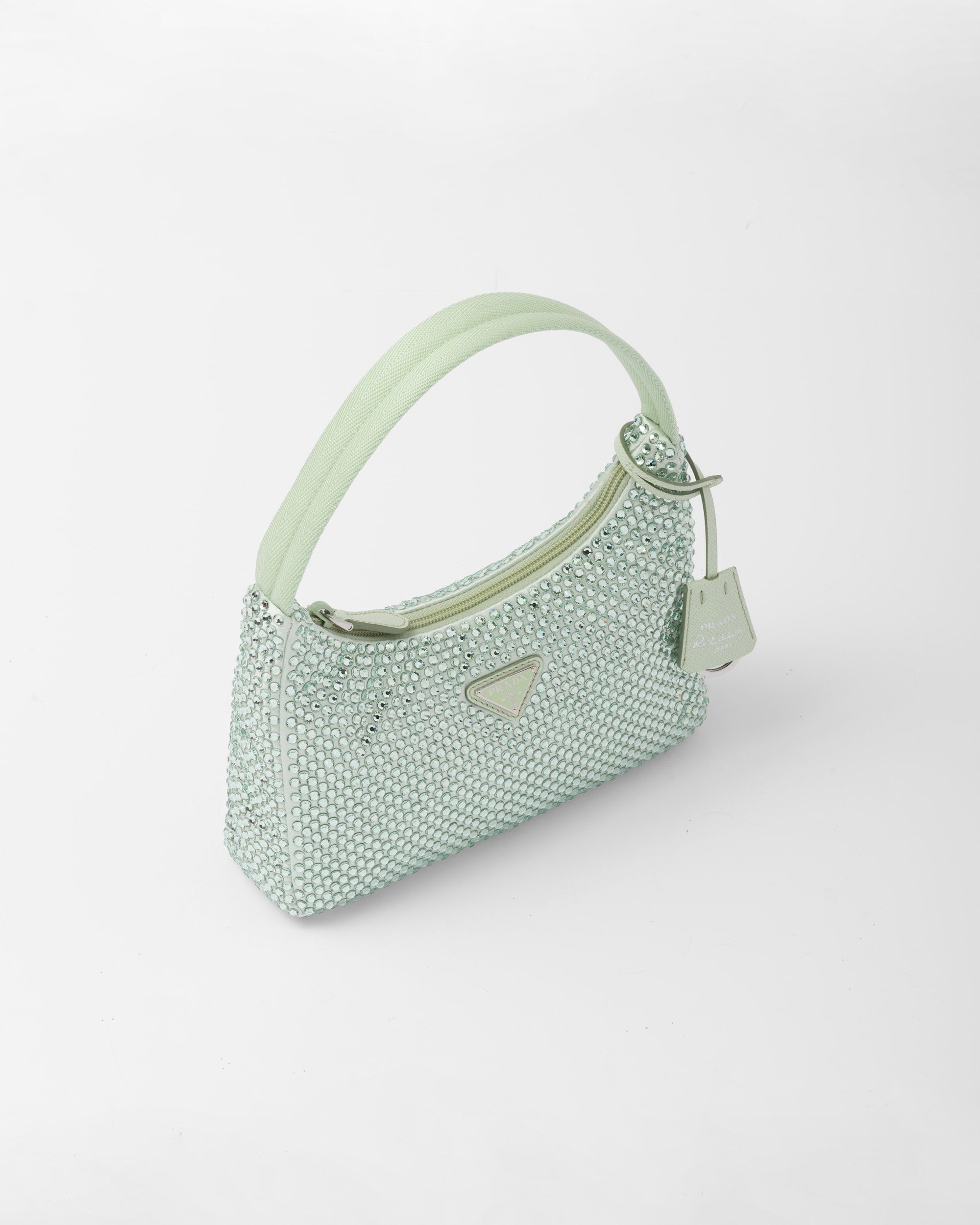 Prada Satin Mini-Bag With Crystals Aqua