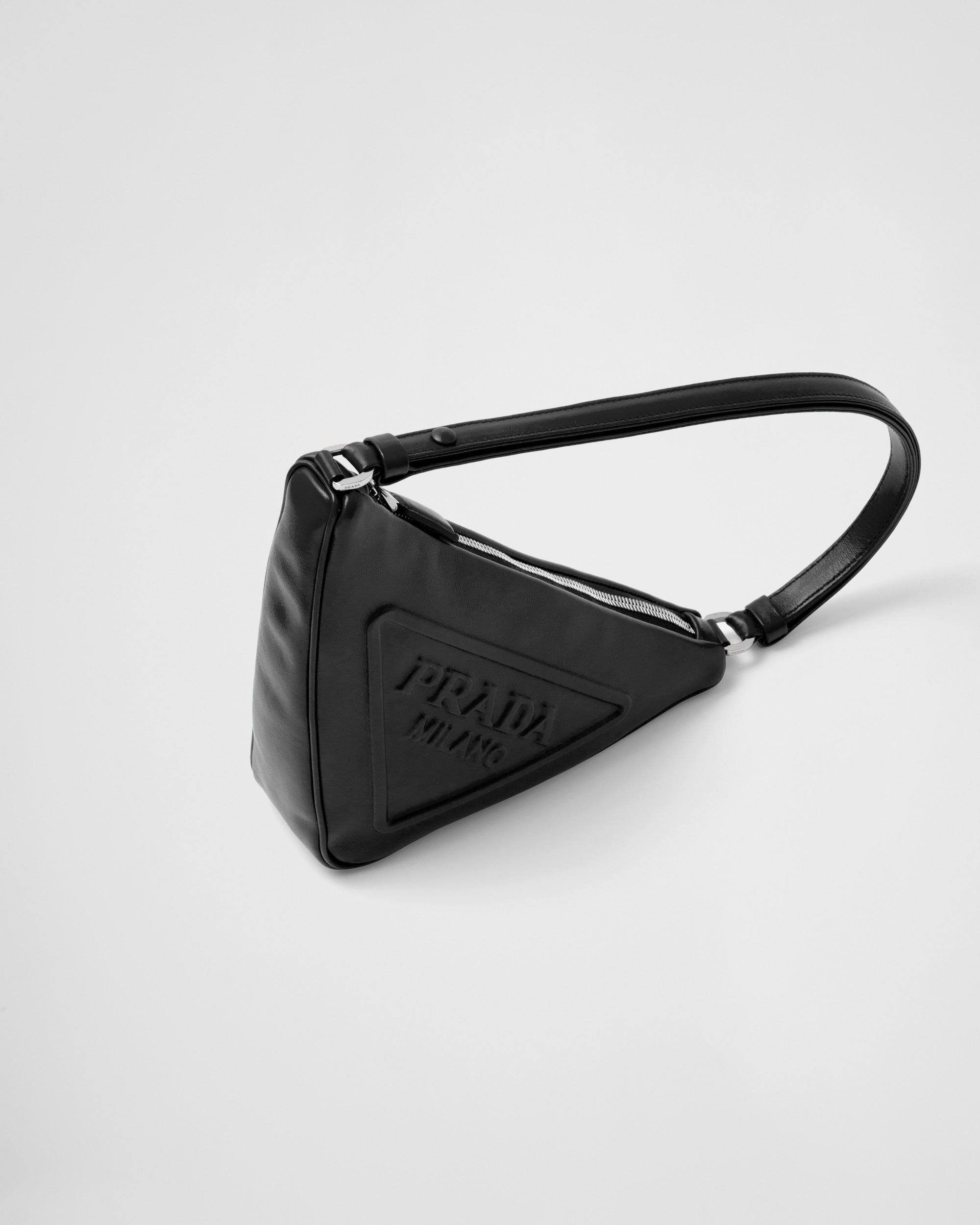 Prada Prada Triangle Leather Pouch Sand Black