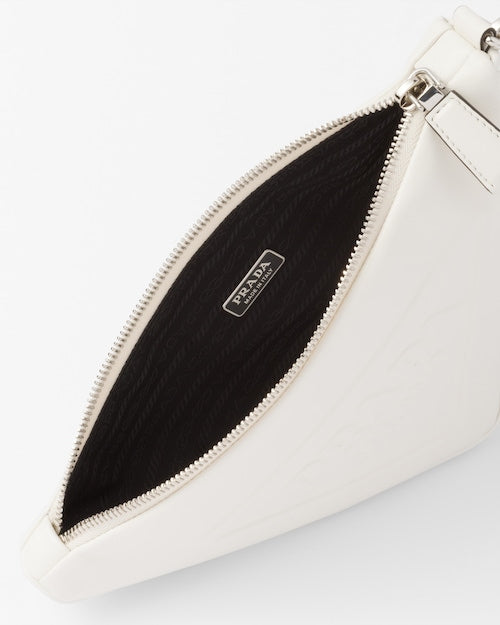 Prada Leather Prada Triangle Pouch White