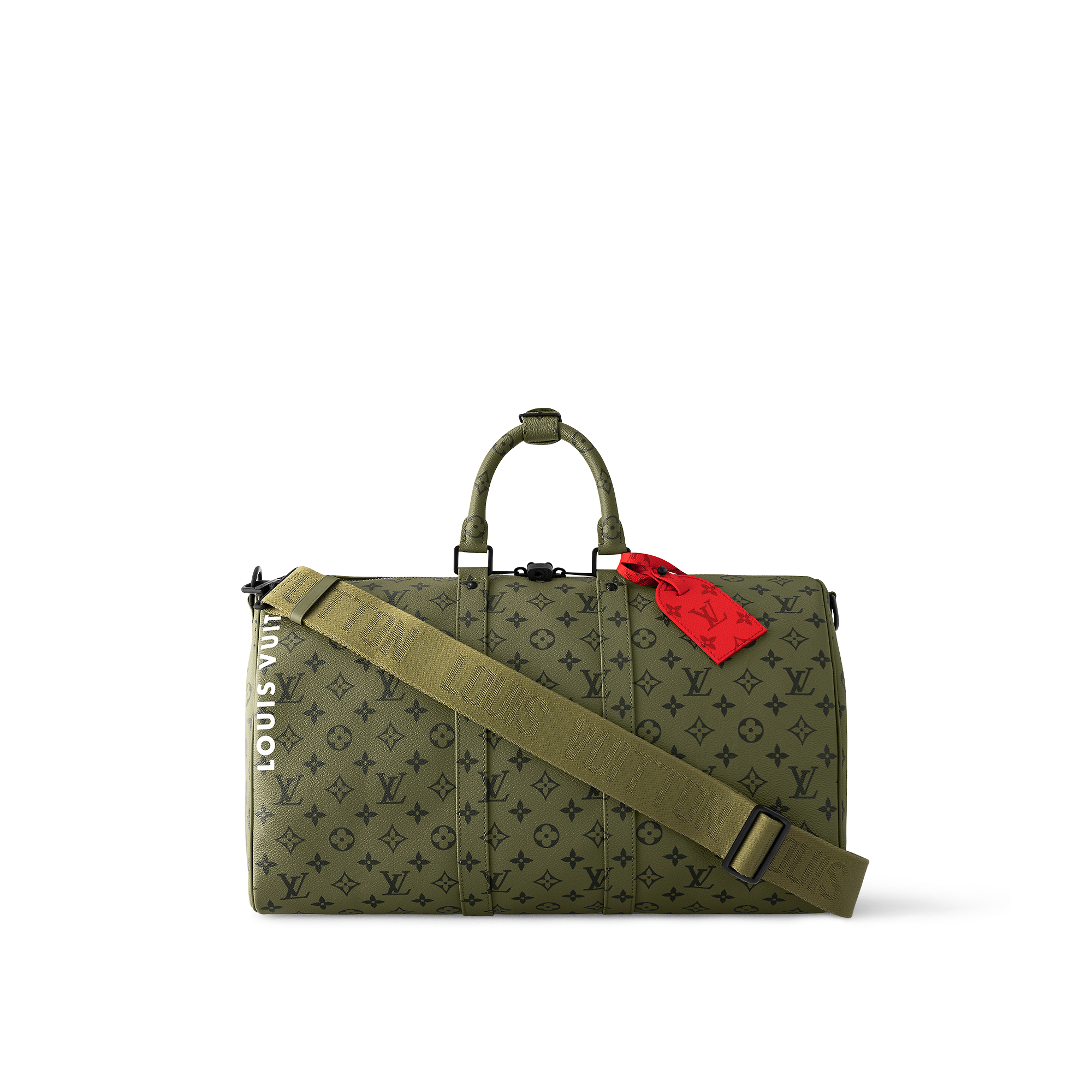 Keepall Bandoulière 45 Khaki Green/Vermillion Red