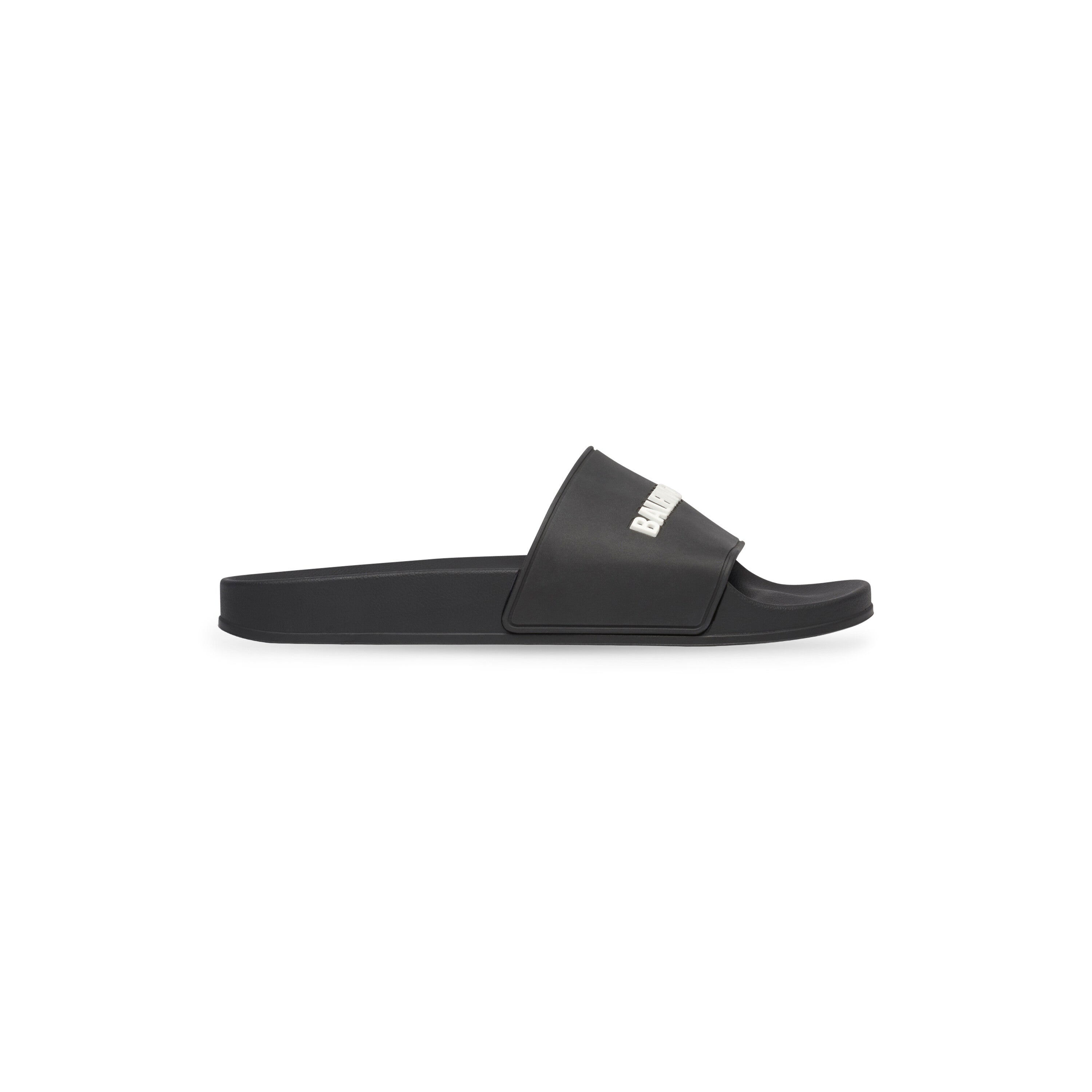 Balenciaga Pool Slide In Black Rrubber With White 3D Balenciaga Logo