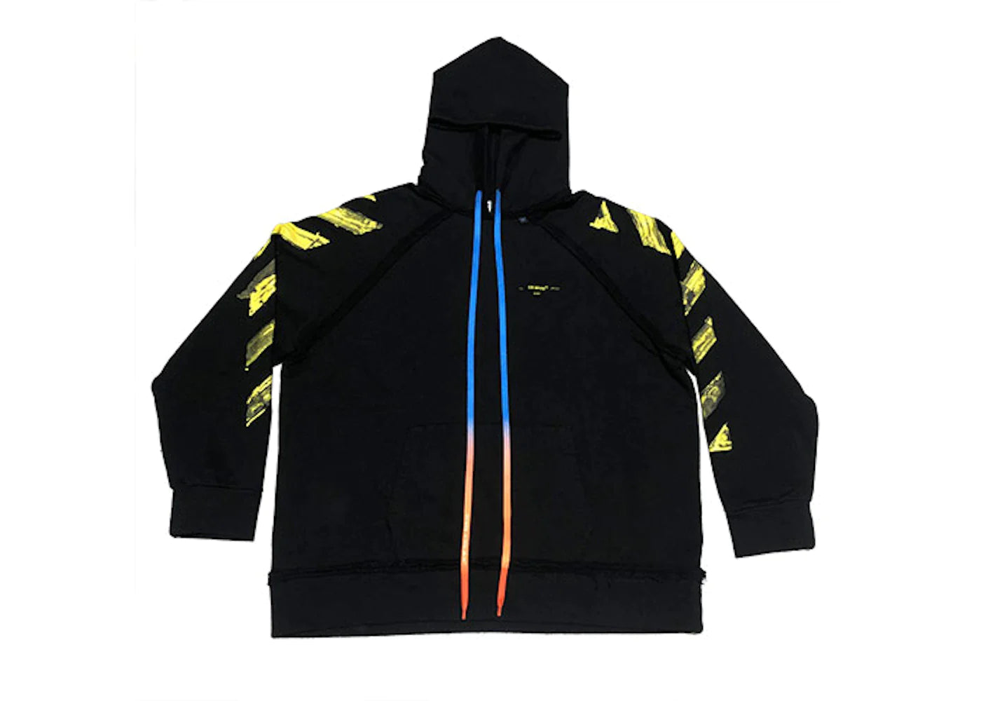 OFF-WHITE Yellow Acrylic Arrow Logo Hoodie Black