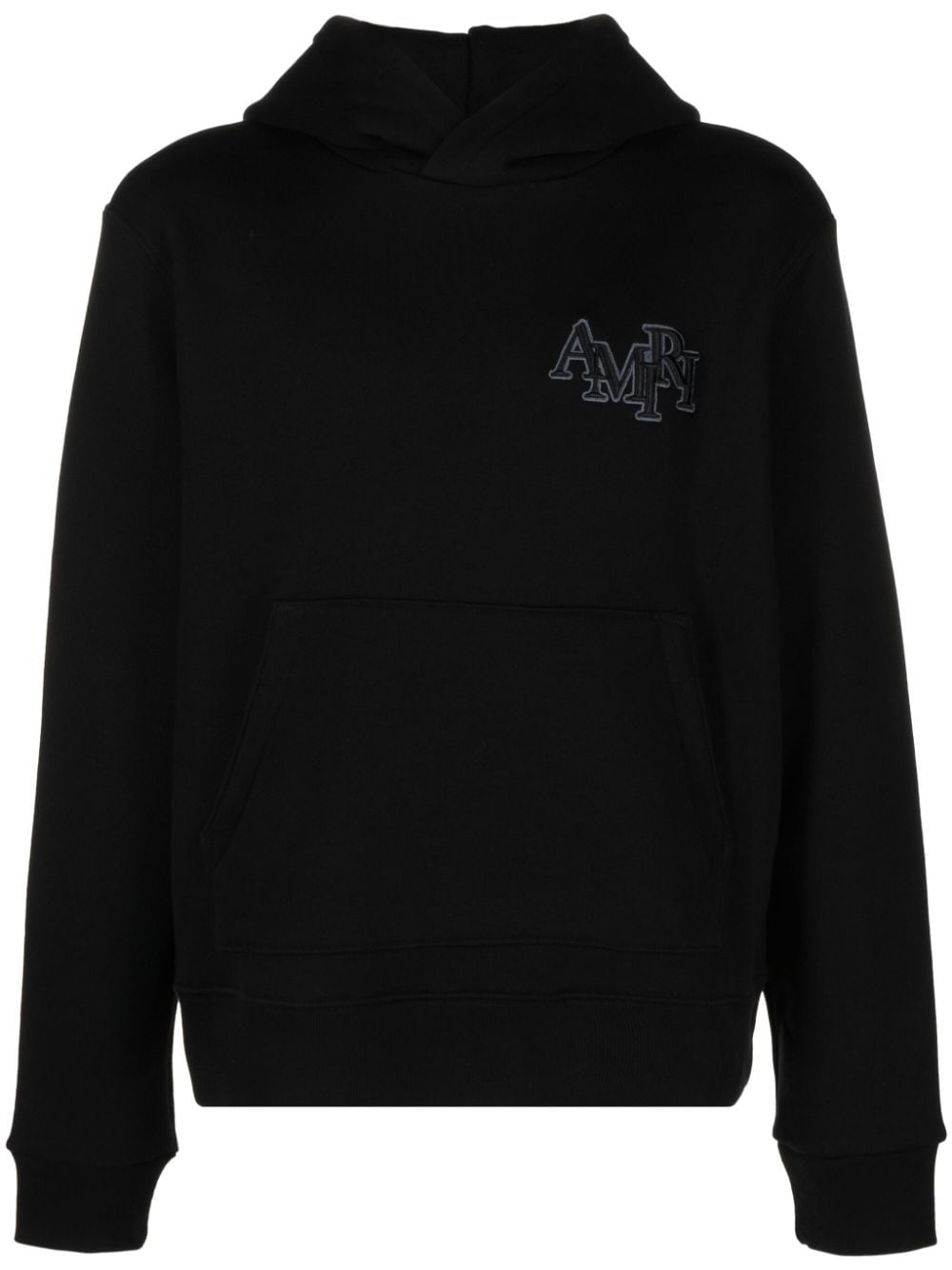 Staggered logo-embroidered cotton hoodie