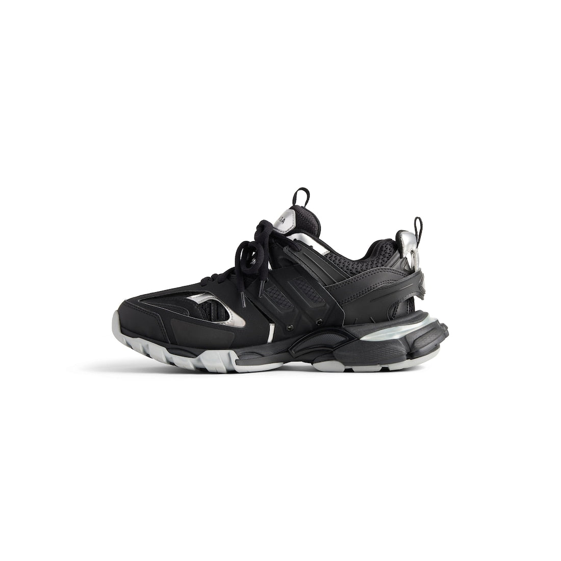 Track Sneaker in black and silver mesh and nylon