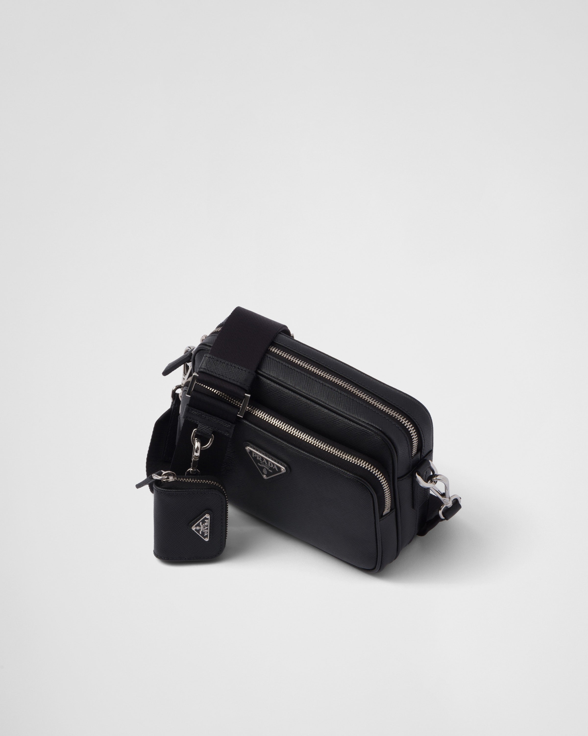 Saffiano leather shoulder bag Black