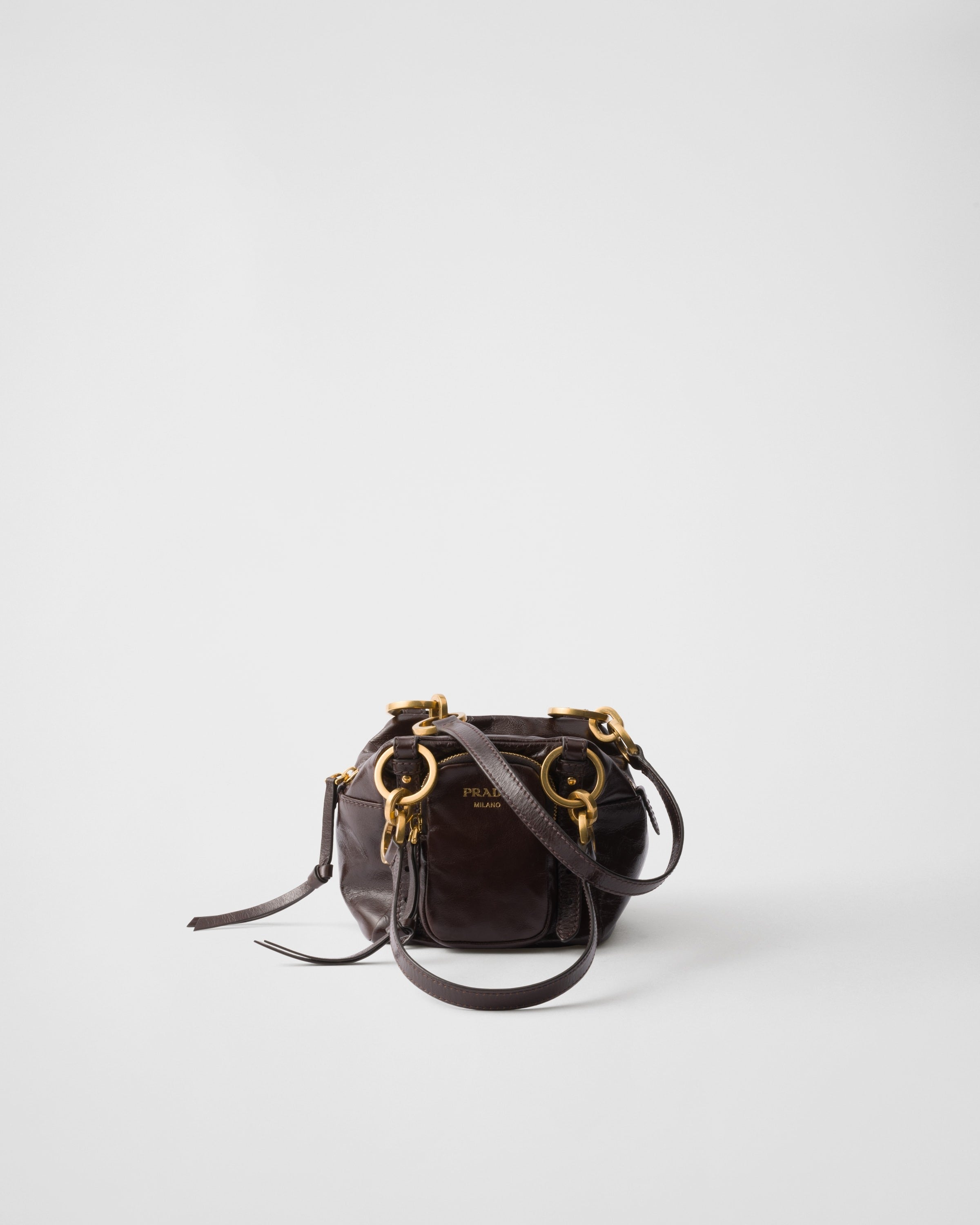 Prada Dangle leather top-handle mini-bag Dark Brown